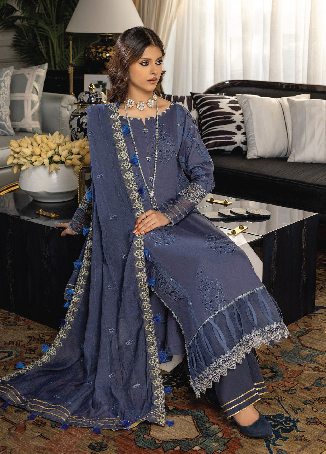 Charlotte By Humdum Embroidered Chikankari Lawn 3 Piece Unstitched Suit HD24CEL-02 Charlotte By Humdum Embroidered Chikankari Lawn 3 Piece Unstitched Suit HD24CEL-02