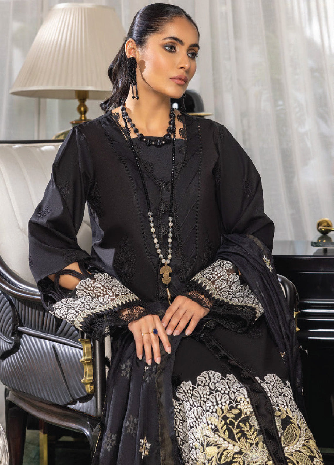 Charlotte By Humdum Embroidered Chikankari Lawn 3 Piece Unstitched Suit HD24CEL-07 Charlotte By Humdum Embroidered Chikankari Lawn 3 Piece Unstitched Suit HD24CEL-07