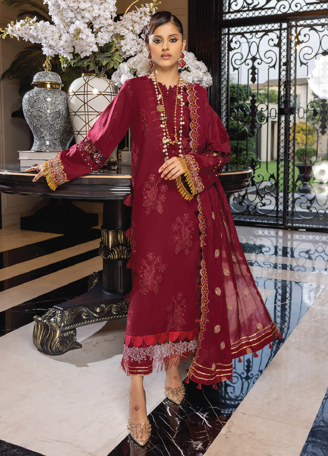 Charlotte By Humdum Embroidered Chikankari Lawn 3 Piece Unstitched Suit HD24CEL-08 Charlotte By Humdum Embroidered Chikankari Lawn 3 Piece Unstitched Suit HD24CEL-08