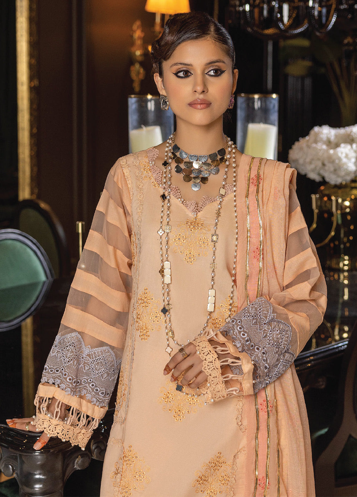 Charlotte By Humdum Embroidered Chikankari Lawn 3 Piece Unstitched Suit HD24CEL-10 Charlotte By Humdum Embroidered Chikankari Lawn 3 Piece Unstitched Suit HD24CEL-10