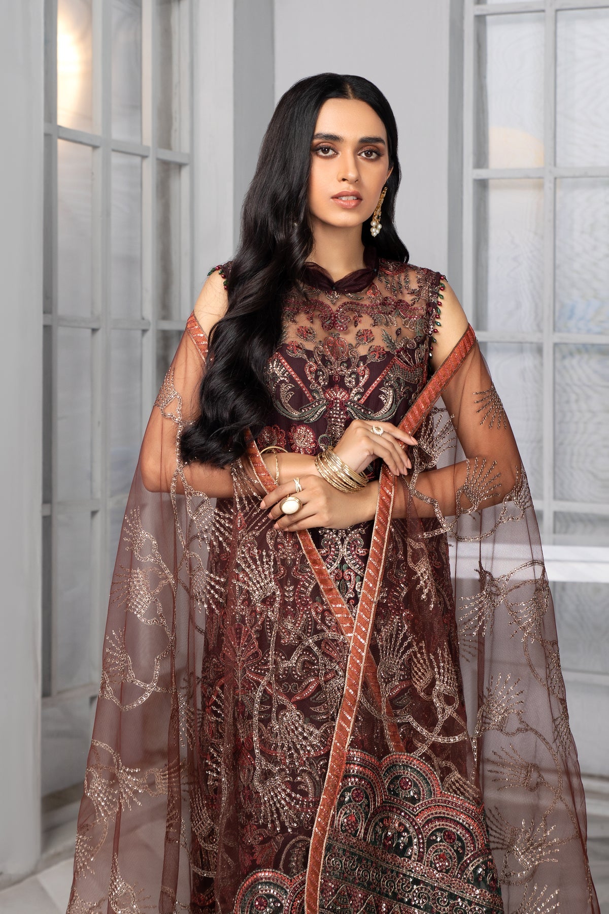 Bahaar by Zarif Embroidered Net Unstitched 3 Piece Suit - ZB 06 MOCHA Bahaar by Zarif Embroidered Net Unstitched 3 Piece Suit - ZB 06 MOCHA