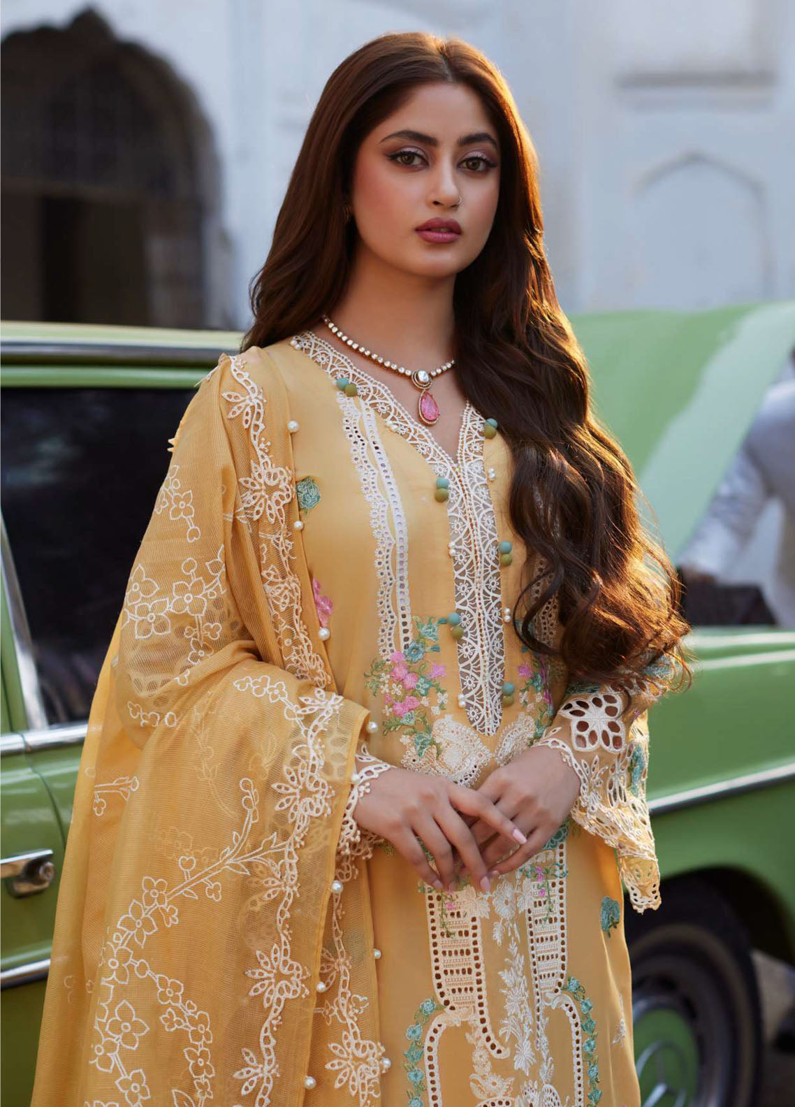 Elaf Premium Eid Edit Embroidered Lawn 3 Piece Unstitched Suit EF24PEE D-02B DANIA Elaf Premium Eid Edit Embroidered Lawn 3 Piece Unstitched Suit EF24PEE D-02B DANIA