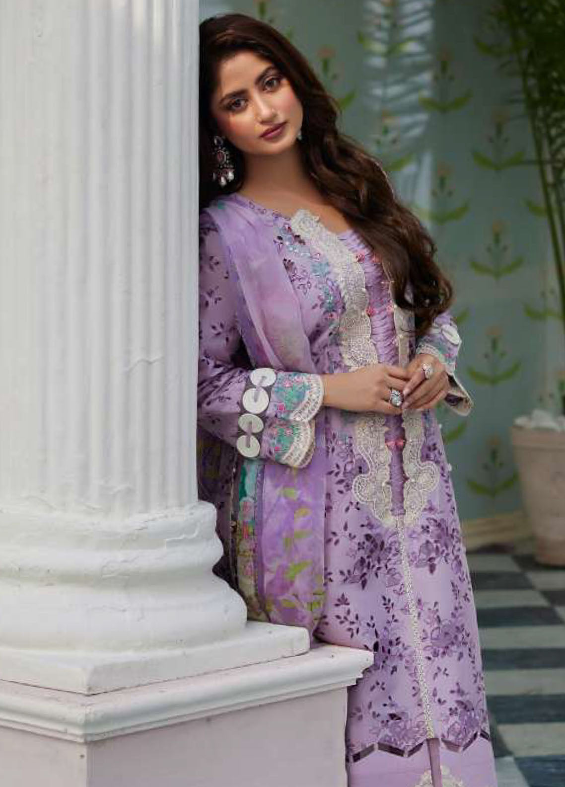 Elaf Premium Eid Edit Embroidered Lawn 3 Piece Unstitched Suit EF24PEE D-03 AFSANEH Elaf Premium Eid Edit Embroidered Lawn 3 Piece Unstitched Suit EF24PEE D-03 AFSANEH