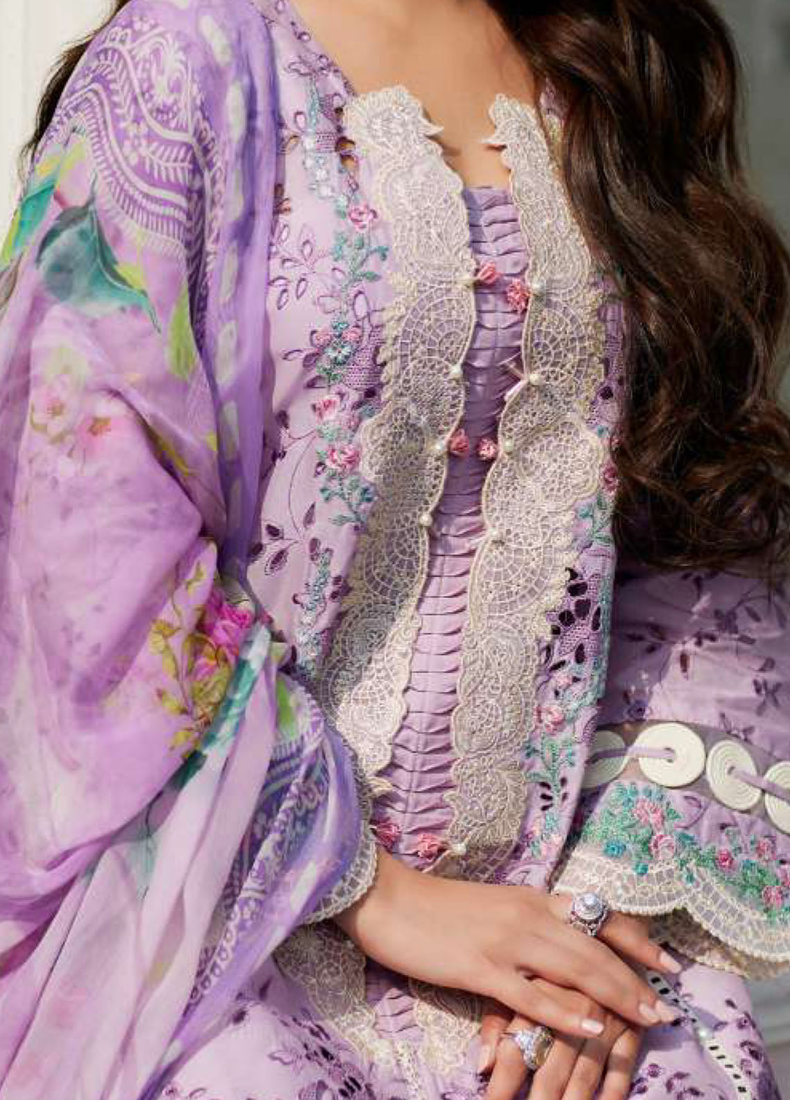 Elaf Premium Eid Edit Embroidered Lawn 3 Piece Unstitched Suit EF24PEE D-03 AFSANEH Elaf Premium Eid Edit Embroidered Lawn 3 Piece Unstitched Suit EF24PEE D-03 AFSANEH