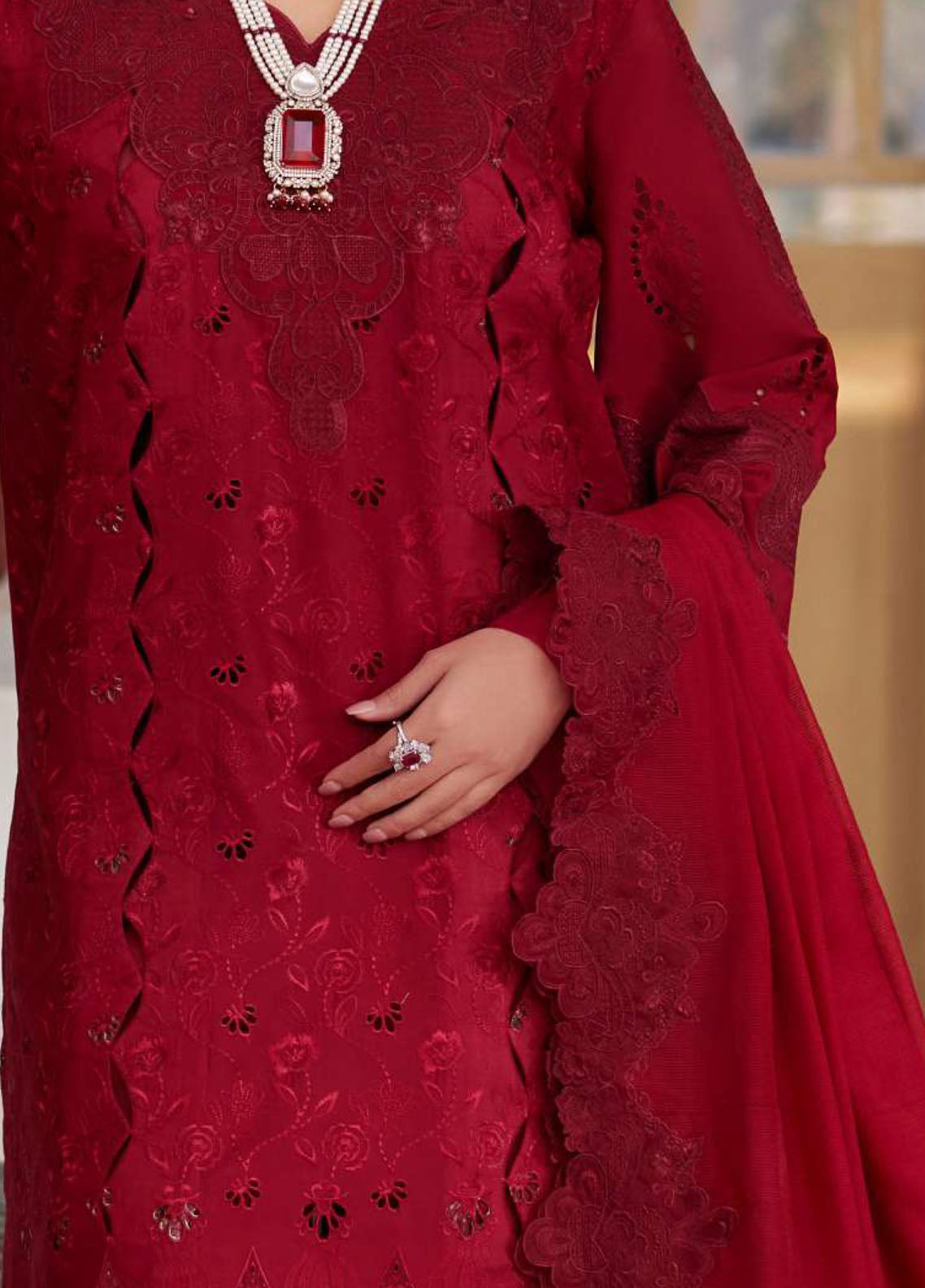 Elaf Premium Eid Edit Embroidered Lawn 3 Piece Unstitched Suit EF24PEE D-06 WAFA Elaf Premium Eid Edit Embroidered Lawn 3 Piece Unstitched Suit EF24PEE D-06 WAFA