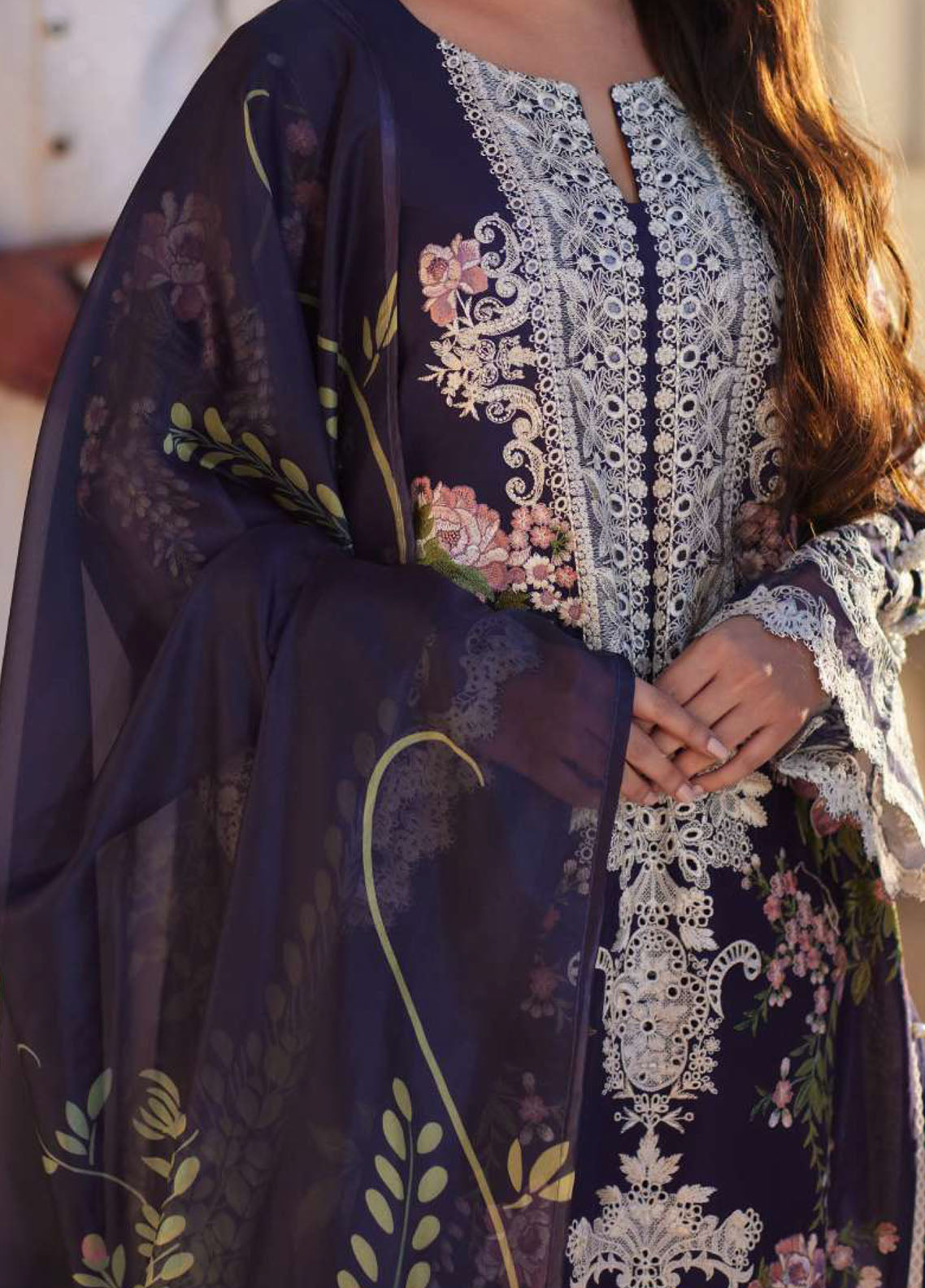 Elaf Premium Eid Edit Embroidered Lawn 3 Piece Unstitched Suit EF24PEE D-12B YAZMIN Elaf Premium Eid Edit Embroidered Lawn 3 Piece Unstitched Suit EF24PEE D-12B YAZMIN