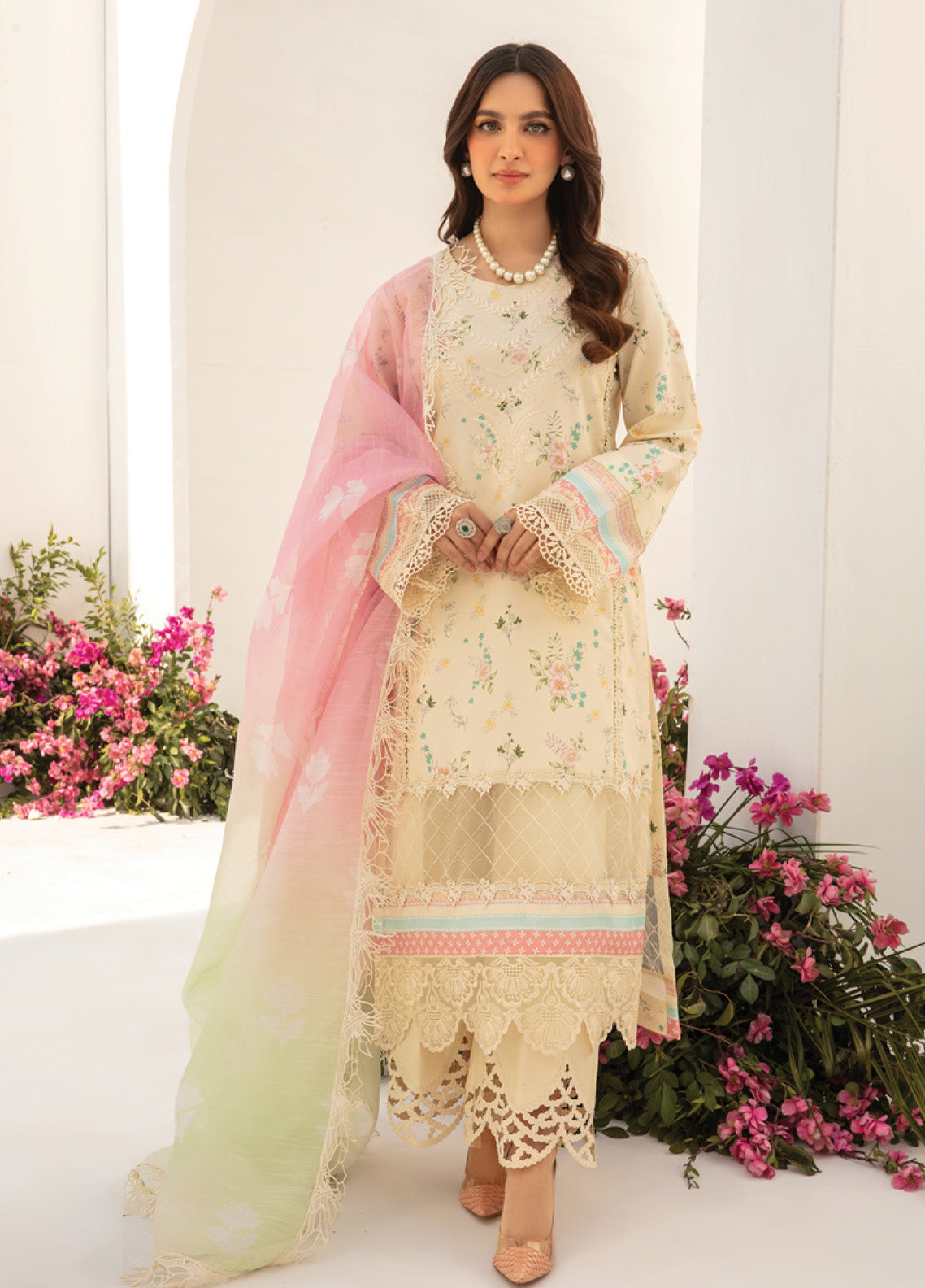 Florance By Rang Rasiya Embroidered Premium Lawn 3 Piece Unstitched Suit RR24FEL D01 IVORY Florance By Rang Rasiya Embroidered Premium Lawn 3 Piece Unstitched Suit RR24FEL D01 IVORY