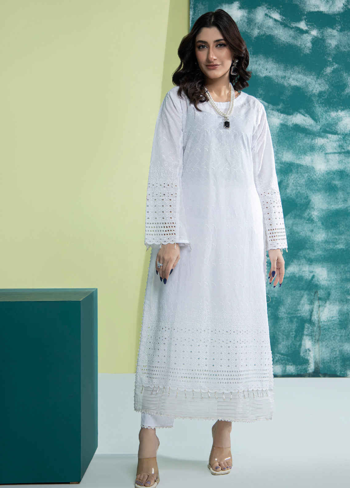 Jaza By Schick Schiffli Embroidered Cotton Shirt & Trouser Unstitched Suit S24SSEC-02 Jaza By Schick Schiffli Embroidered Cotton Shirt & Trouser Unstitched Suit S24SSEC-02