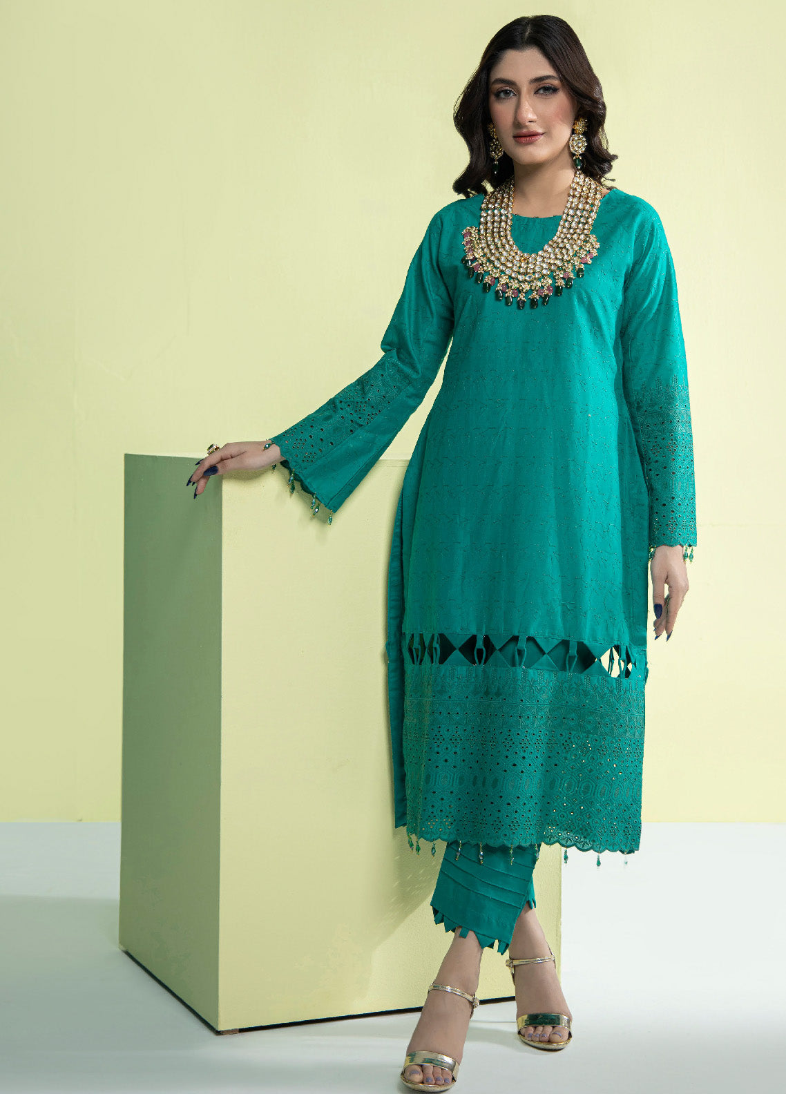 Jaza By Schick Schiffli Embroidered Cotton Shirt & Trouser Unstitched Suit S24SSEC-05 Jaza By Schick Schiffli Embroidered Cotton Shirt & Trouser Unstitched Suit S24SSEC-05