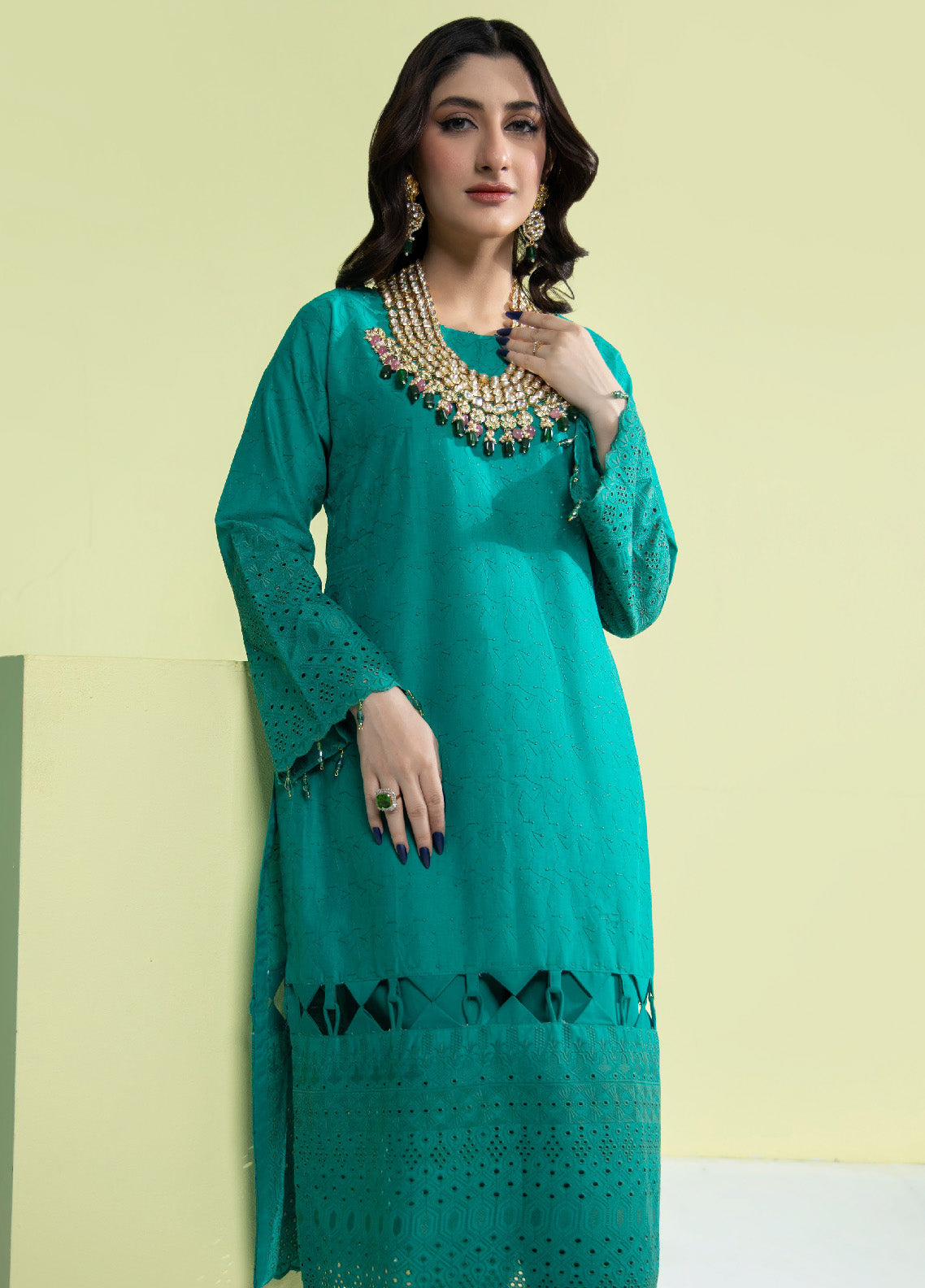 Jaza By Schick Schiffli Embroidered Cotton Shirt & Trouser Unstitched Suit S24SSEC-05 Jaza By Schick Schiffli Embroidered Cotton Shirt & Trouser Unstitched Suit S24SSEC-05