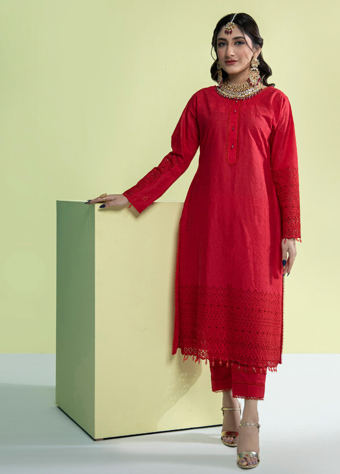 Jaza By Schick Schiffli Embroidered Cotton Shirt & Trouser Unstitched Suit S24SSEC-06 Jaza By Schick Schiffli Embroidered Cotton Shirt & Trouser Unstitched Suit S24SSEC-06