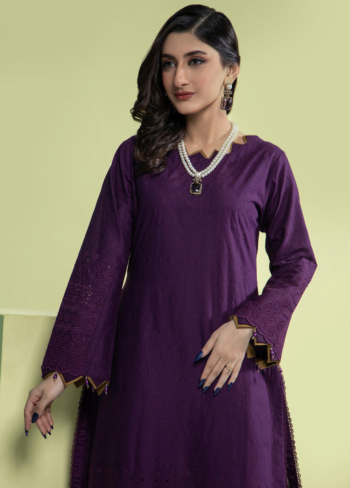 Jaza By Schick Schiffli Embroidered Cotton Shirt & Trouser Unstitched Suit S24SSEC-08 Jaza By Schick Schiffli Embroidered Cotton Shirt & Trouser Unstitched Suit S24SSEC-08