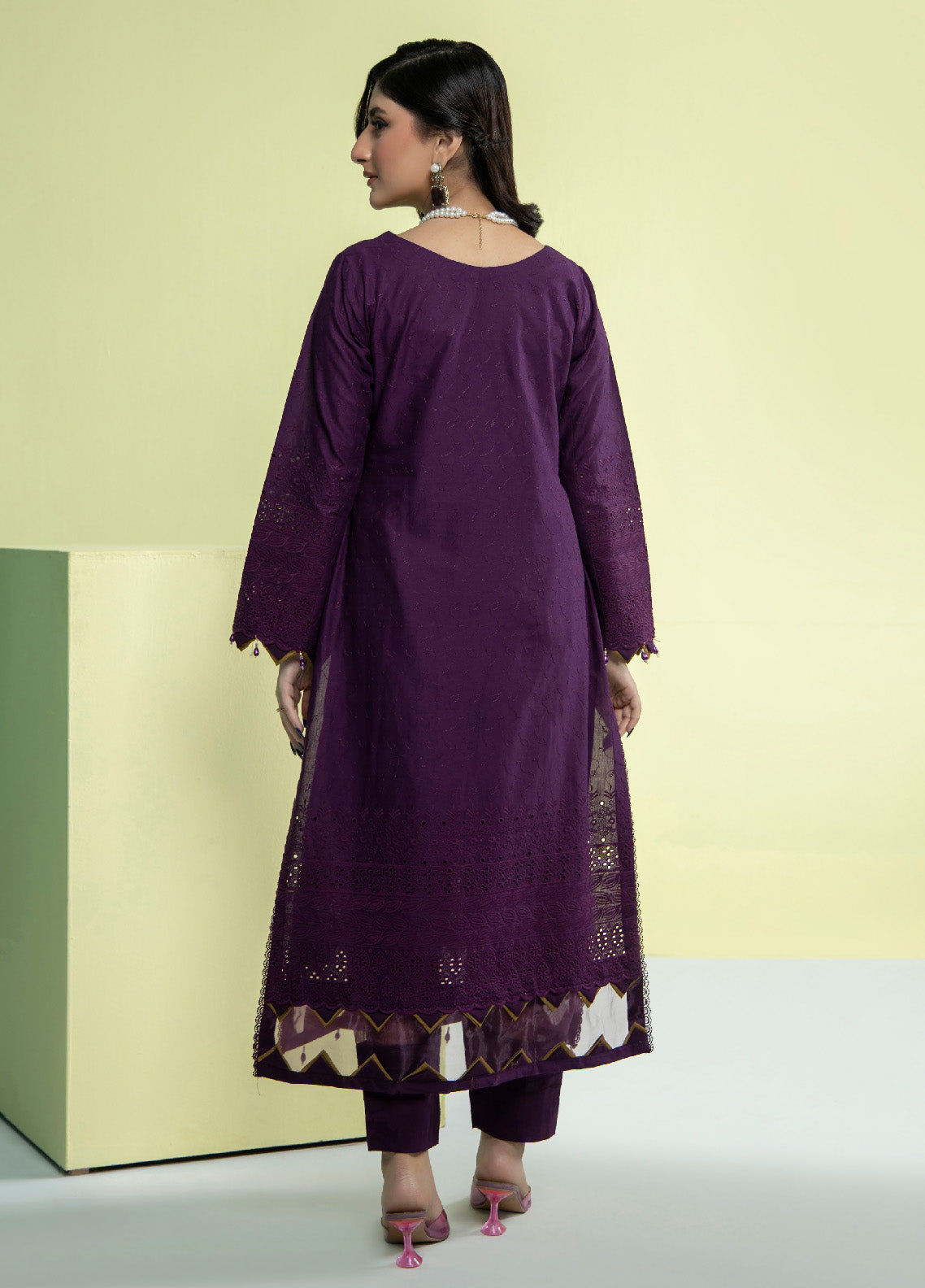Jaza By Schick Schiffli Embroidered Cotton Shirt & Trouser Unstitched Suit S24SSEC-08 Jaza By Schick Schiffli Embroidered Cotton Shirt & Trouser Unstitched Suit S24SSEC-08