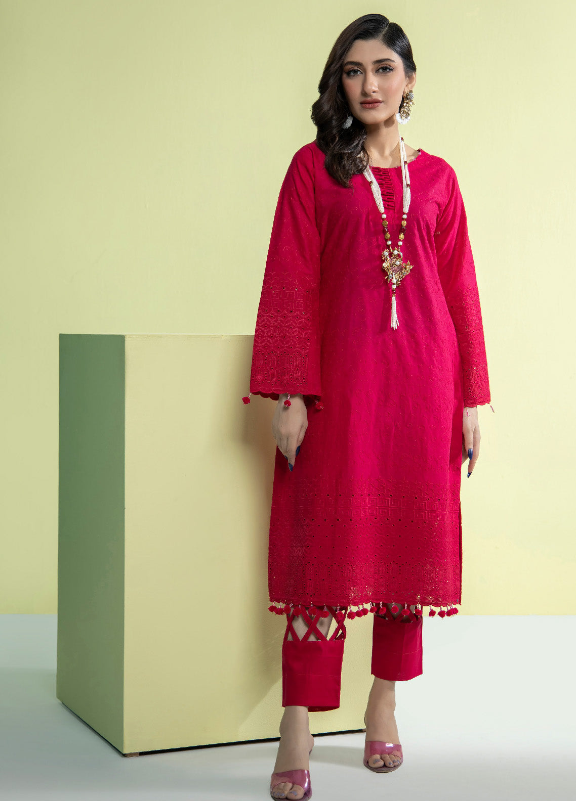 Jaza By Schick Schiffli Embroidered Cotton Shirt & Trouser Unstitched Suit S24SSEC-09 Jaza By Schick Schiffli Embroidered Cotton Shirt & Trouser Unstitched Suit S24SSEC-09