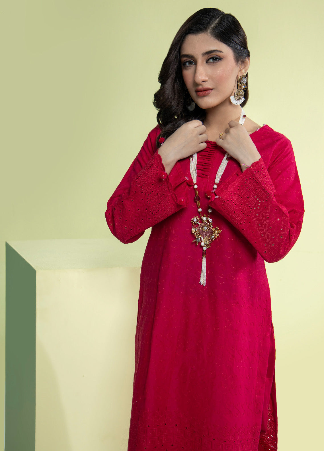Jaza By Schick Schiffli Embroidered Cotton Shirt & Trouser Unstitched Suit S24SSEC-09 Jaza By Schick Schiffli Embroidered Cotton Shirt & Trouser Unstitched Suit S24SSEC-09