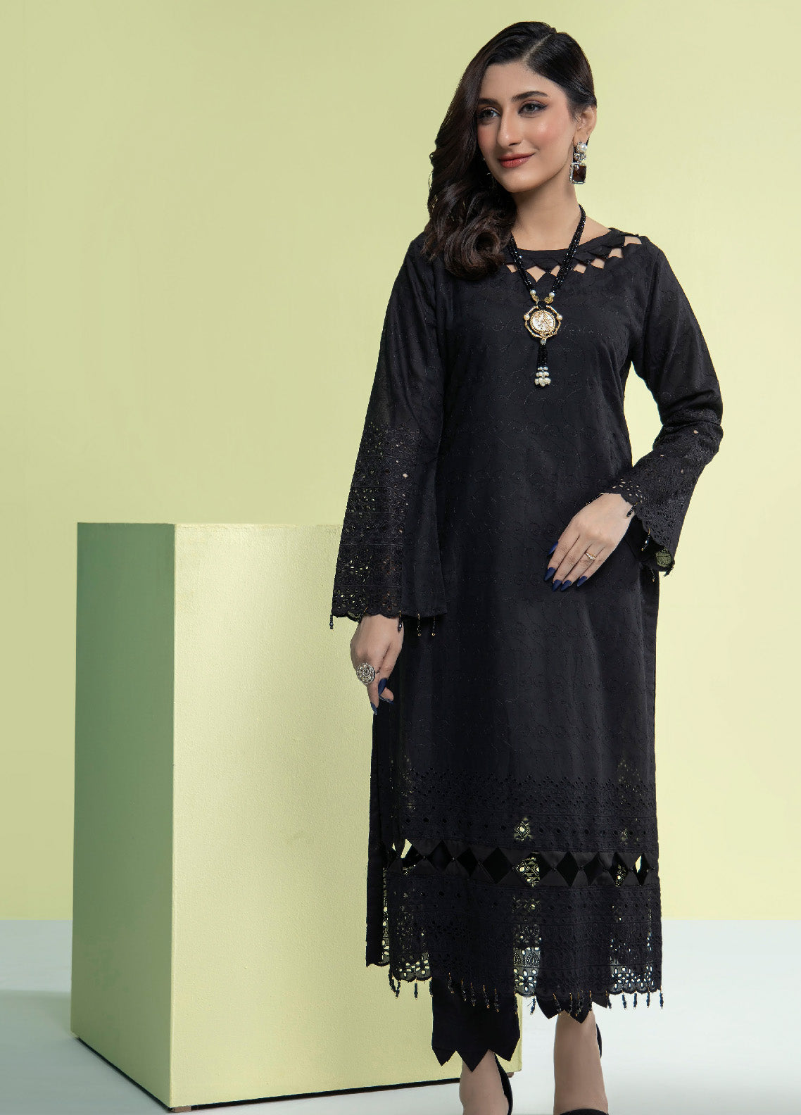 Jaza By Schick Schiffli Embroidered Cotton Shirt & Trouser Unstitched Suit S24SSEC-10 Jaza By Schick Schiffli Embroidered Cotton Shirt & Trouser Unstitched Suit S24SSEC-10
