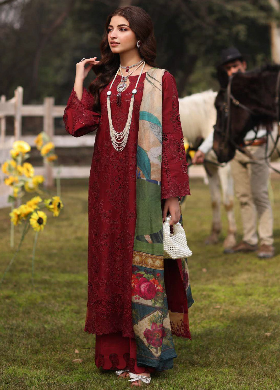 Kahf Festive Luxury Embroidered Lawn 3 Piece Unstitched Suit K24FLL-02 ALORA Kahf Festive Luxury Embroidered Lawn 3 Piece Unstitched Suit K24FLL-02 ALORA