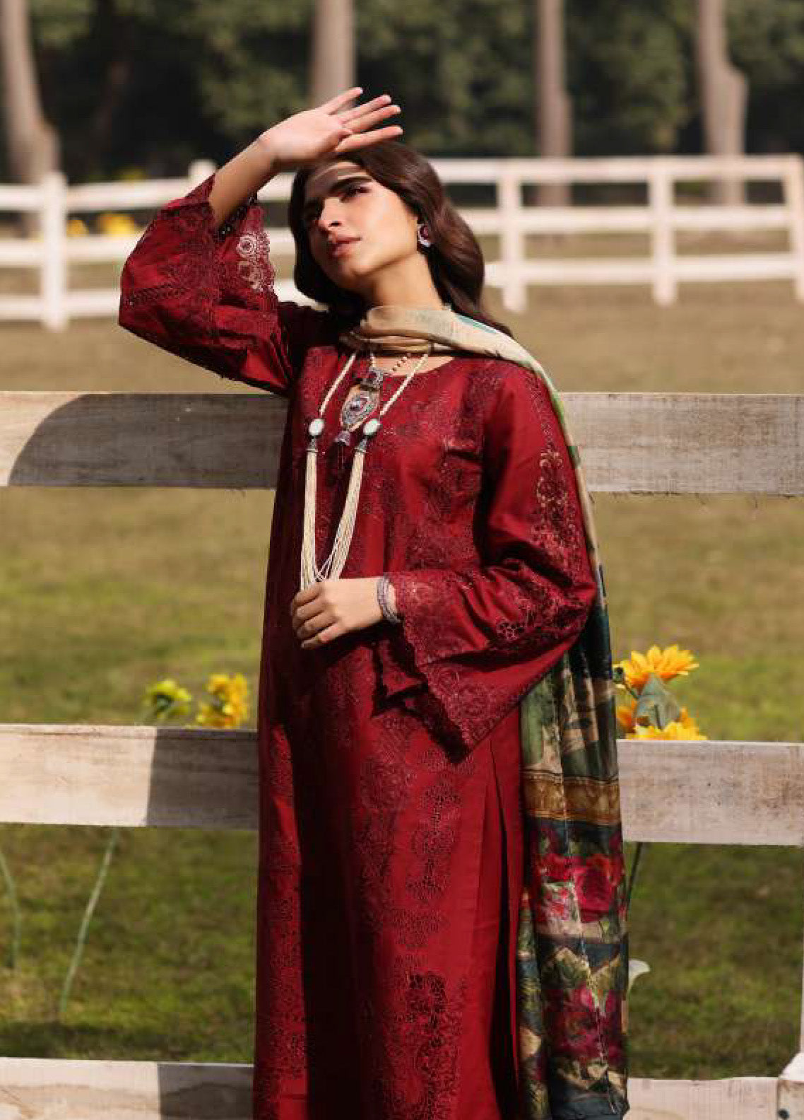 Kahf Festive Luxury Embroidered Lawn 3 Piece Unstitched Suit K24FLL-02 ALORA Kahf Festive Luxury Embroidered Lawn 3 Piece Unstitched Suit K24FLL-02 ALORA