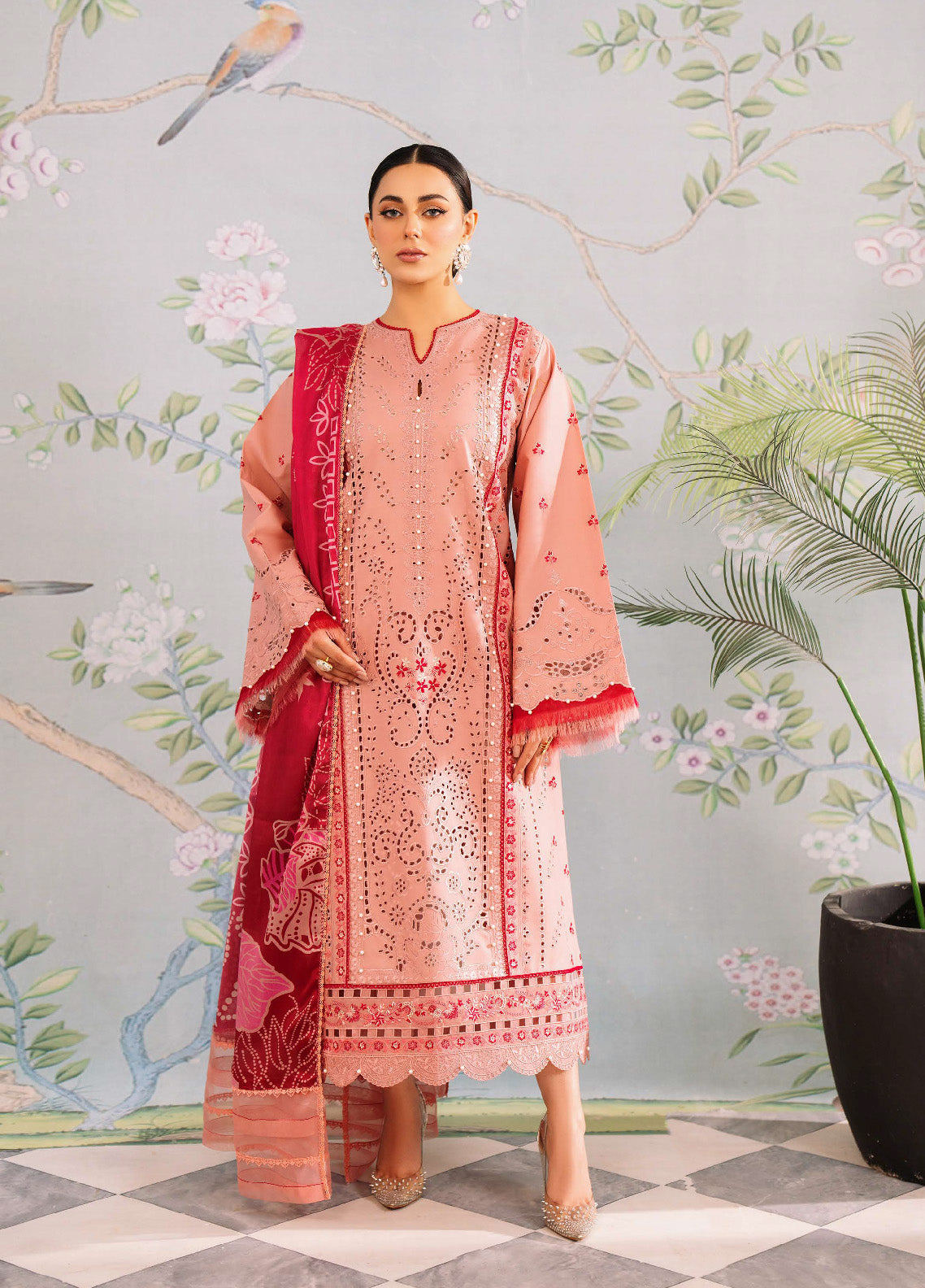 La'Hira By Bin Ilyas Embroidered Spring Lawn 3 Piece Unstitched Suit BI24LHSL-202-B La'Hira By Bin Ilyas Embroidered Spring Lawn 3 Piece Unstitched Suit BI24LHSL-202-B