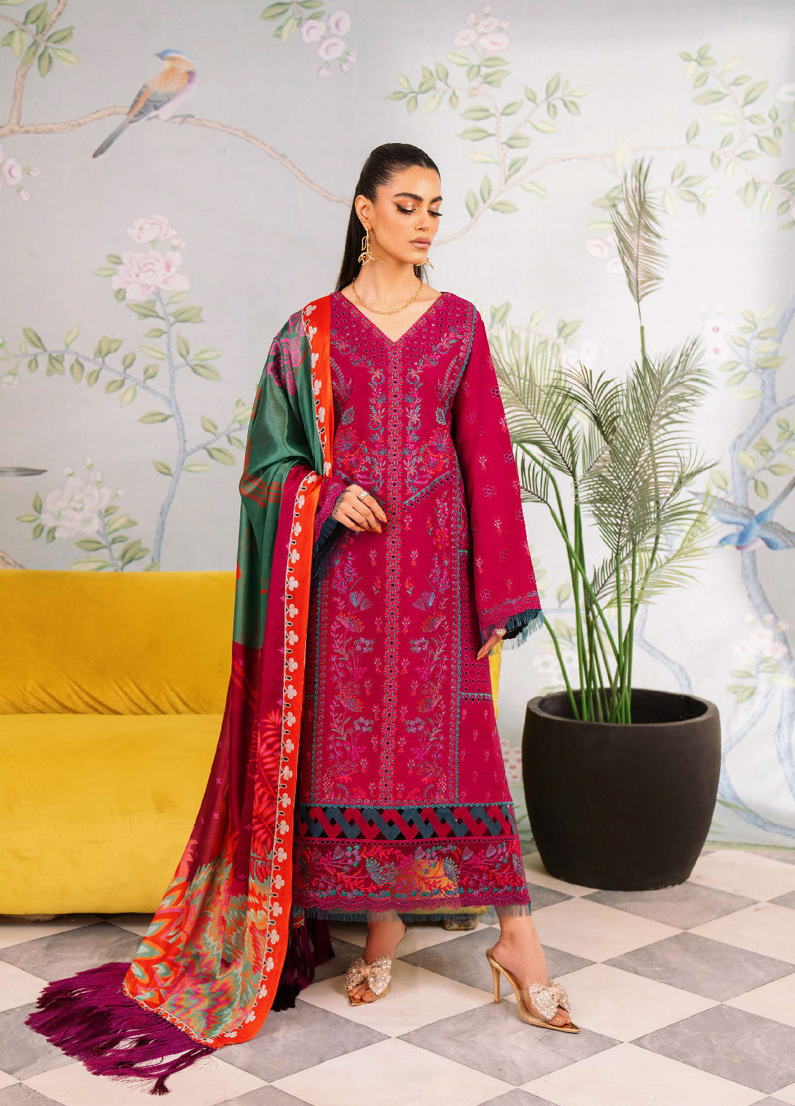 La'Hira By Bin Ilyas Embroidered Spring Lawn 3 Piece Unstitched Suit BI24LHSL-203-B La'Hira By Bin Ilyas Embroidered Spring Lawn 3 Piece Unstitched Suit BI24LHSL-203-B