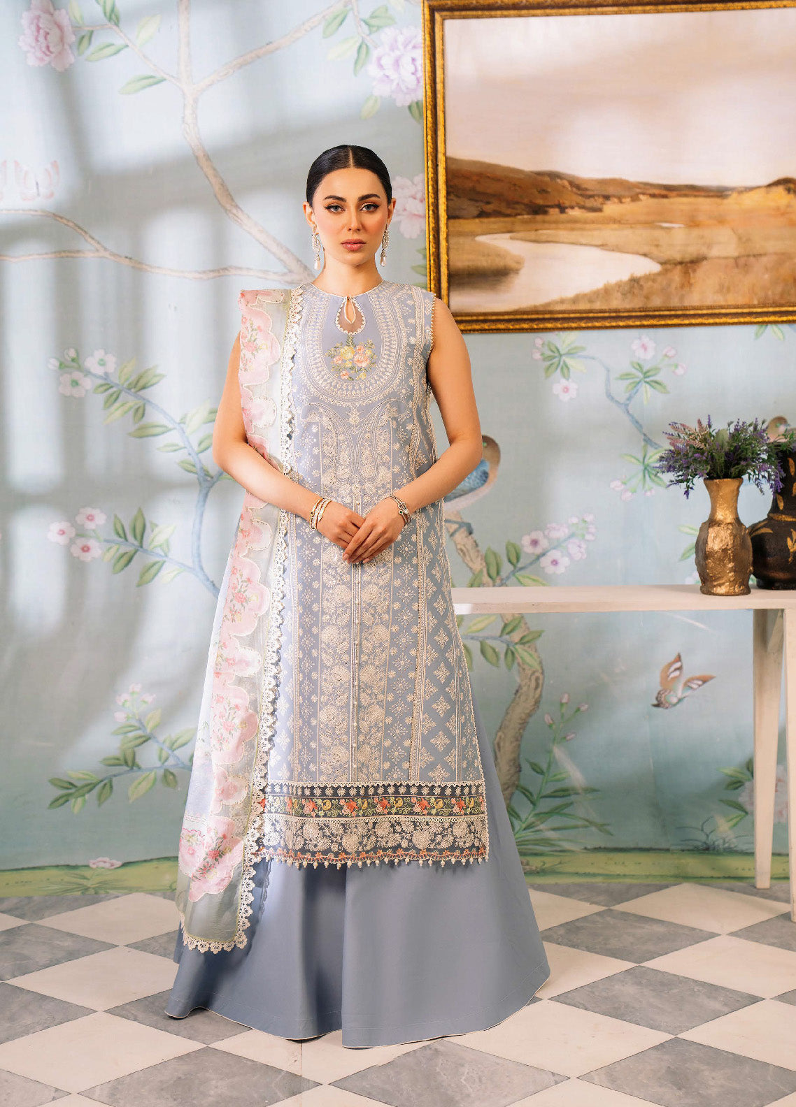 La'Hira By Bin Ilyas Embroidered Spring Lawn 3 Piece Unstitched Suit BI24LHSL-205-B La'Hira By Bin Ilyas Embroidered Spring Lawn 3 Piece Unstitched Suit BI24LHSL-205-B