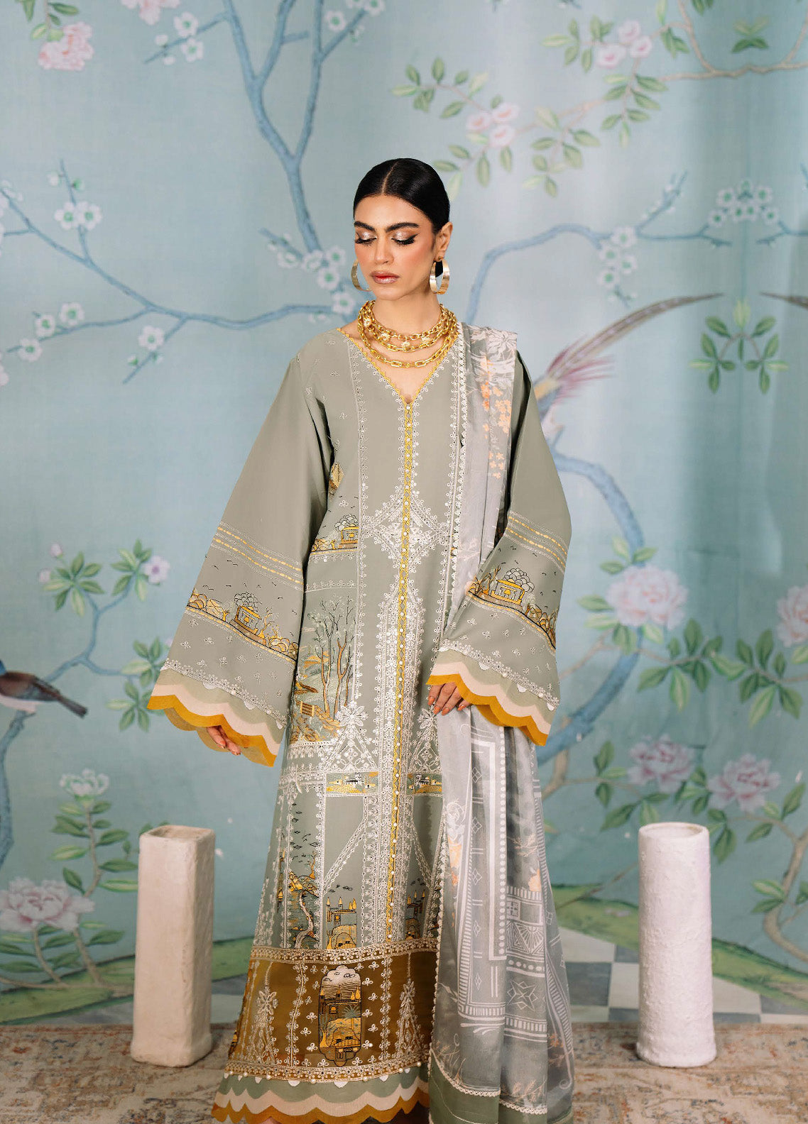 La'Hira By Bin Ilyas Embroidered Spring Lawn 3 Piece Unstitched Suit BI24LHSL-206-A La'Hira By Bin Ilyas Embroidered Spring Lawn 3 Piece Unstitched Suit BI24LHSL-206-A
