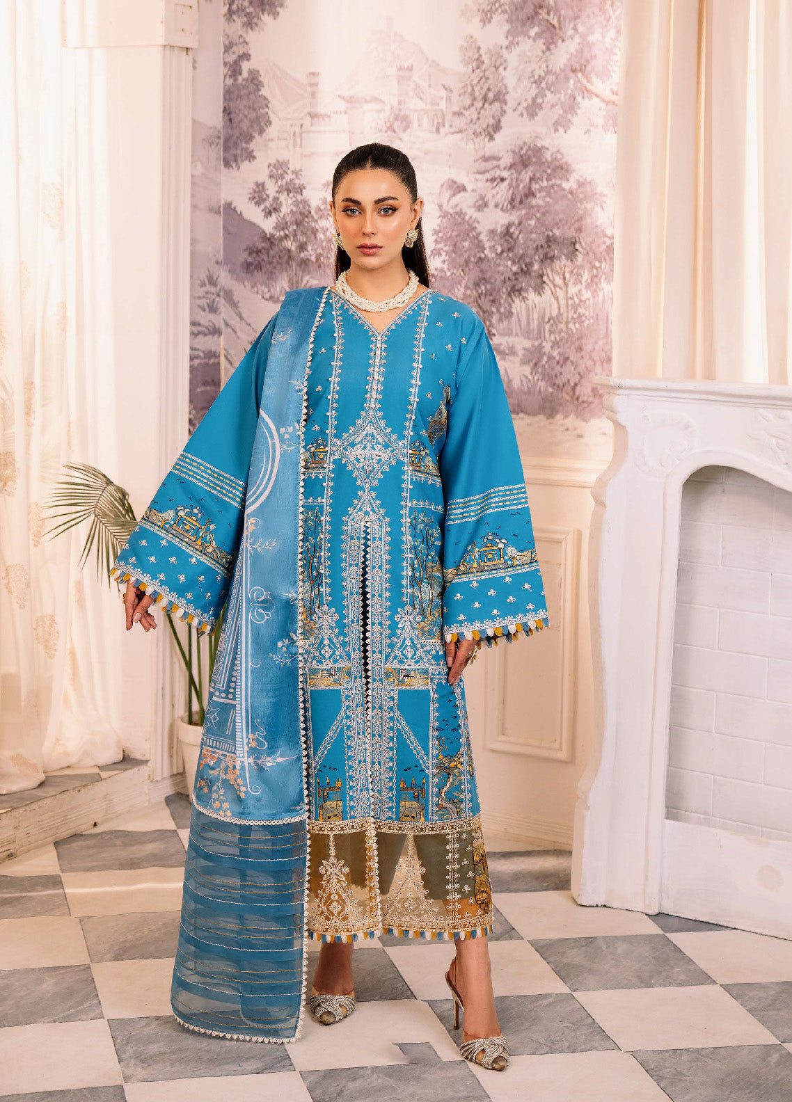 La'Hira By Bin Ilyas Embroidered Spring Lawn 3 Piece Unstitched Suit BI24LHSL-206-B La'Hira By Bin Ilyas Embroidered Spring Lawn 3 Piece Unstitched Suit BI24LHSL-206-B