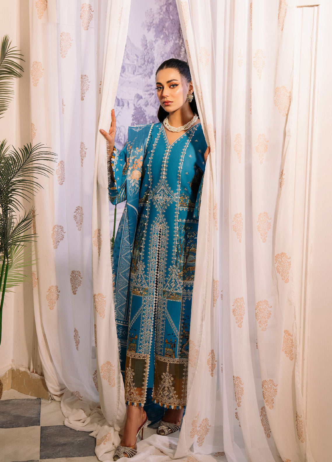 La'Hira By Bin Ilyas Embroidered Spring Lawn 3 Piece Unstitched Suit BI24LHSL-206-B La'Hira By Bin Ilyas Embroidered Spring Lawn 3 Piece Unstitched Suit BI24LHSL-206-B