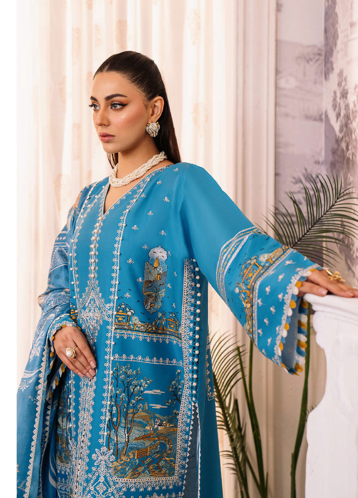 La'Hira By Bin Ilyas Embroidered Spring Lawn 3 Piece Unstitched Suit BI24LHSL-206-B La'Hira By Bin Ilyas Embroidered Spring Lawn 3 Piece Unstitched Suit BI24LHSL-206-B