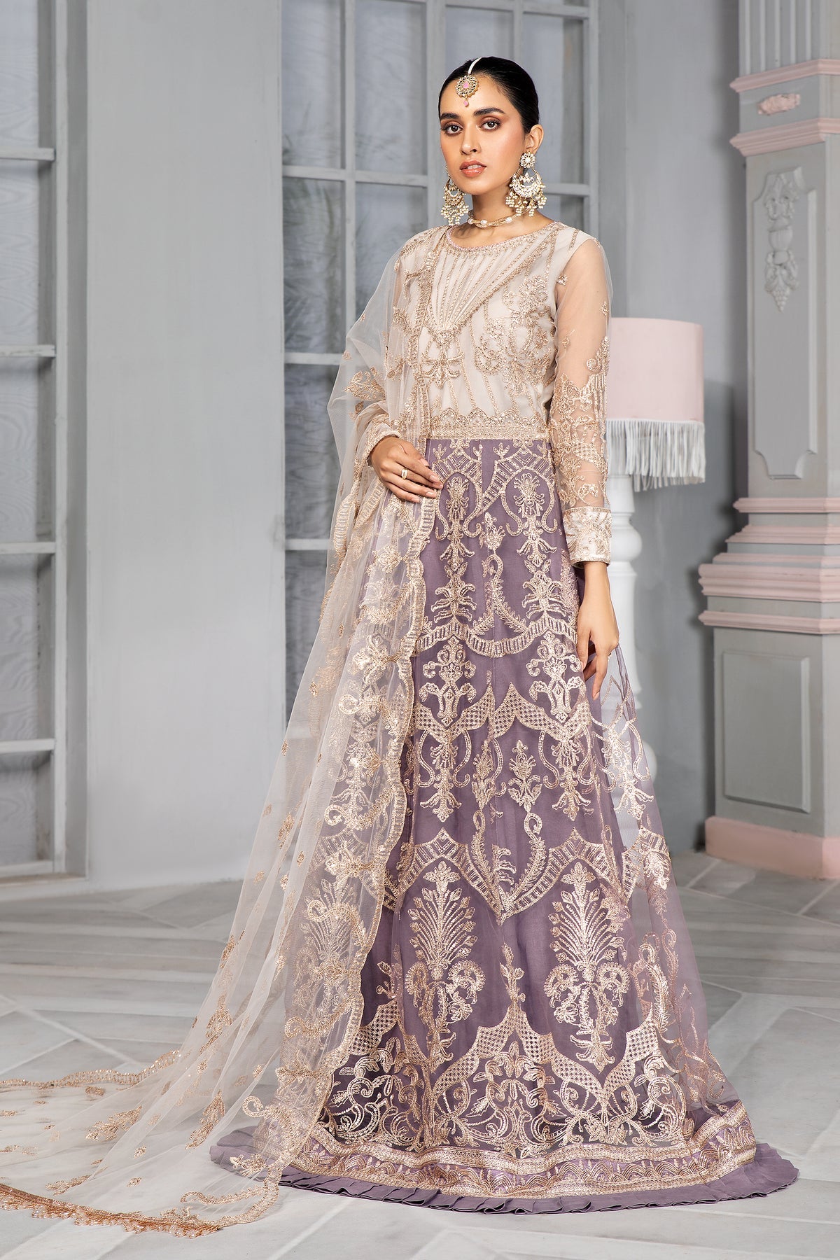 Bahaar by Zarif Embroidered Net Unstitched 3 Piece Suit - ZB 01 MAUVE Bahaar by Zarif Embroidered Net Unstitched 3 Piece Suit - ZB 01 MAUVE