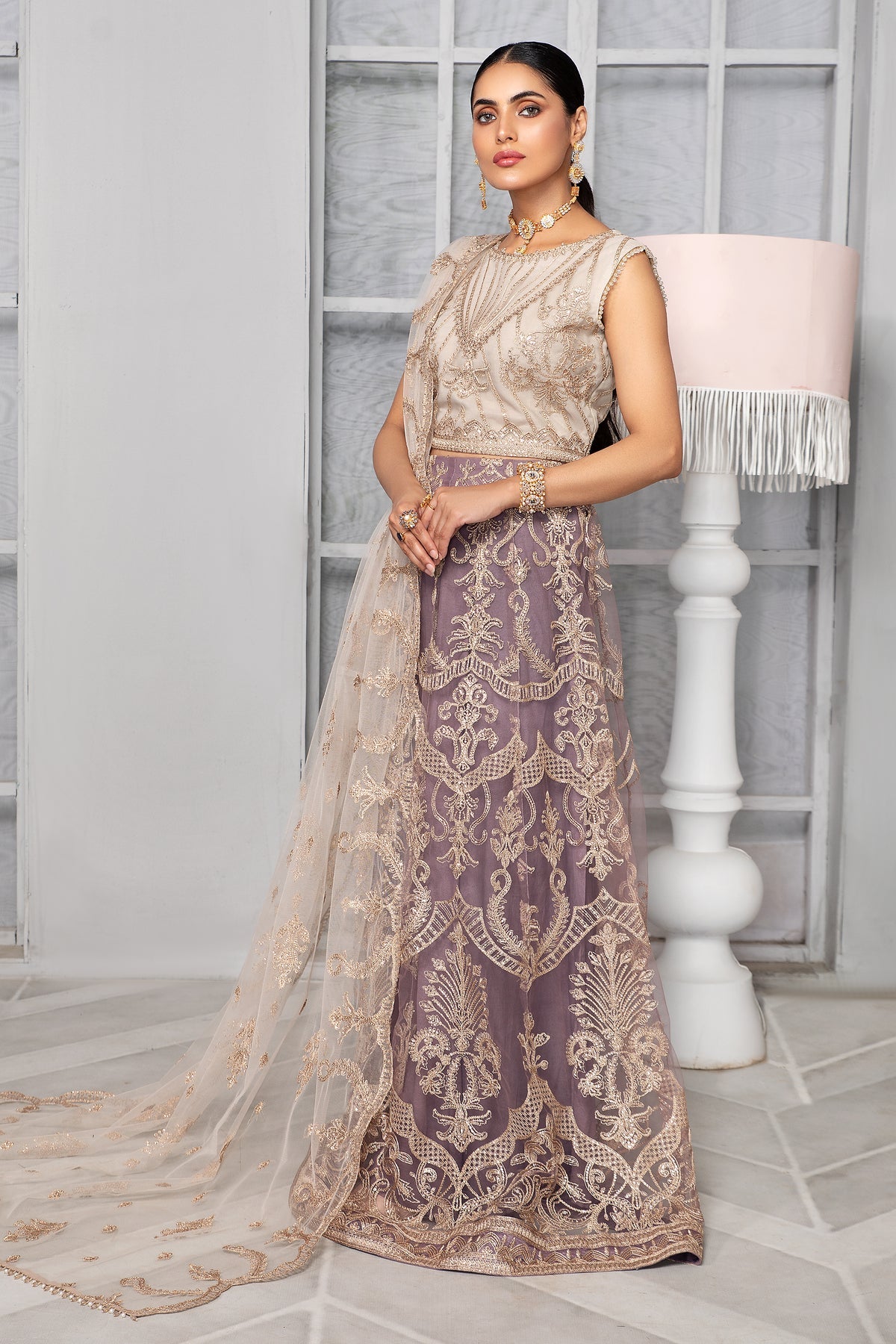 Bahaar by Zarif Embroidered Net Unstitched 3 Piece Suit - ZB 01 MAUVE Bahaar by Zarif Embroidered Net Unstitched 3 Piece Suit - ZB 01 MAUVE