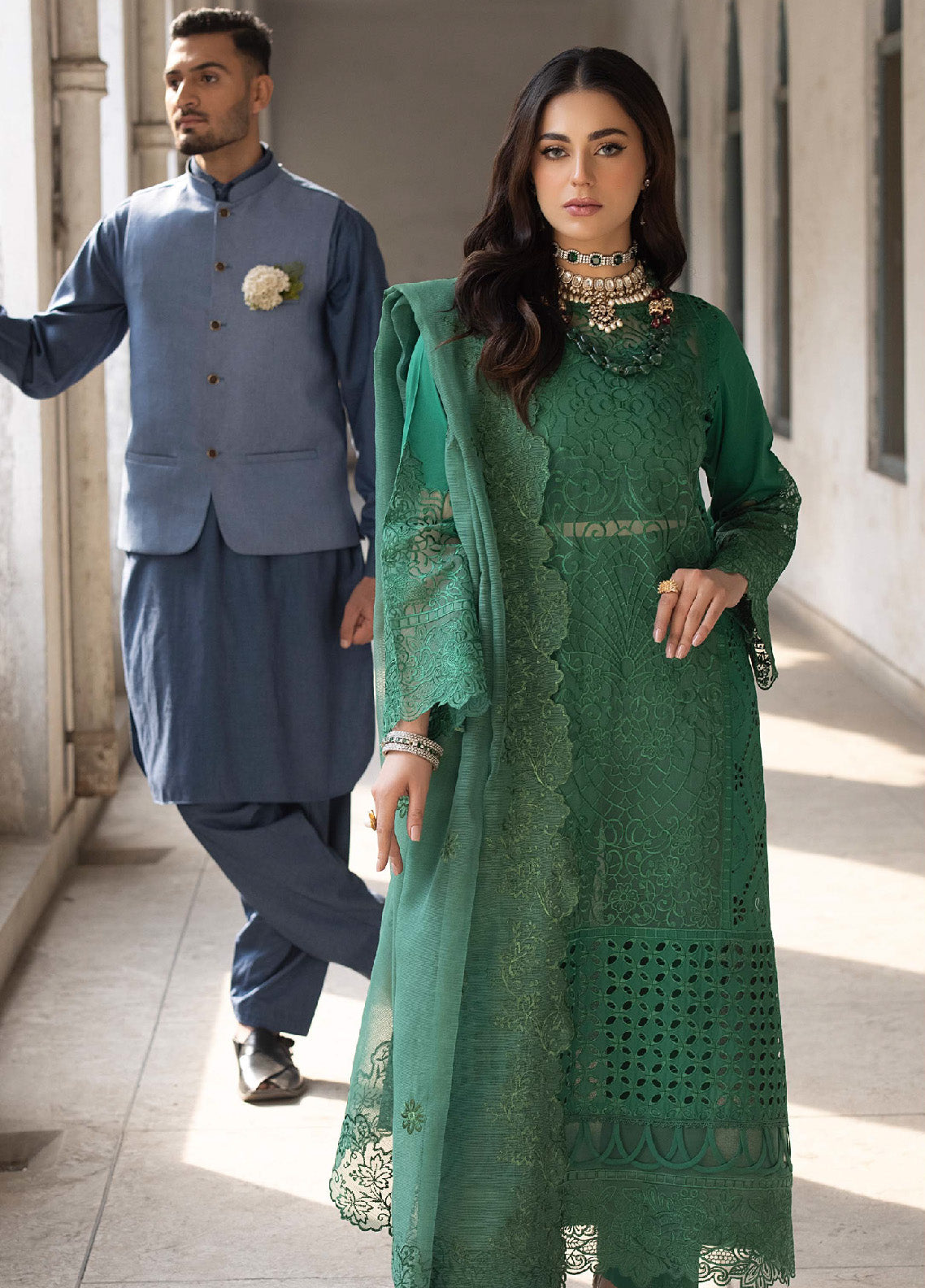 Mahrukh By Mahnur Luxury Lawn 3 Piece Unstitched Suit M24MLL-EMERALD Mahrukh By Mahnur Luxury Lawn 3 Piece Unstitched Suit M24MLL-EMERALD