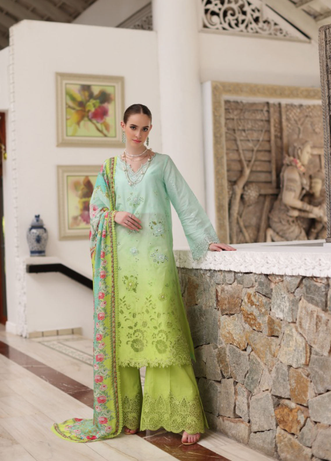 Noor By Saadia Asad Luxury Chikankari Lawn 3 Piece Unstitched Suit NBSA24LCL D-5A Noor By Saadia Asad Luxury Chikankari Lawn 3 Piece Unstitched Suit NBSA24LCL D-5A