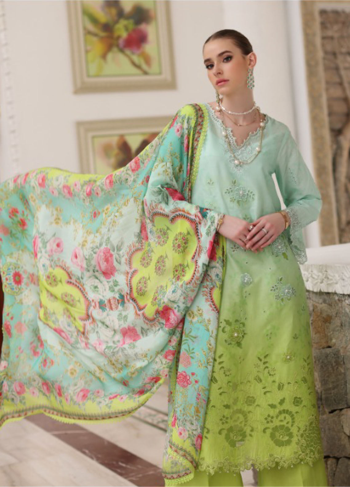 Noor By Saadia Asad Luxury Chikankari Lawn 3 Piece Unstitched Suit NBSA24LCL D-5A Noor By Saadia Asad Luxury Chikankari Lawn 3 Piece Unstitched Suit NBSA24LCL D-5A