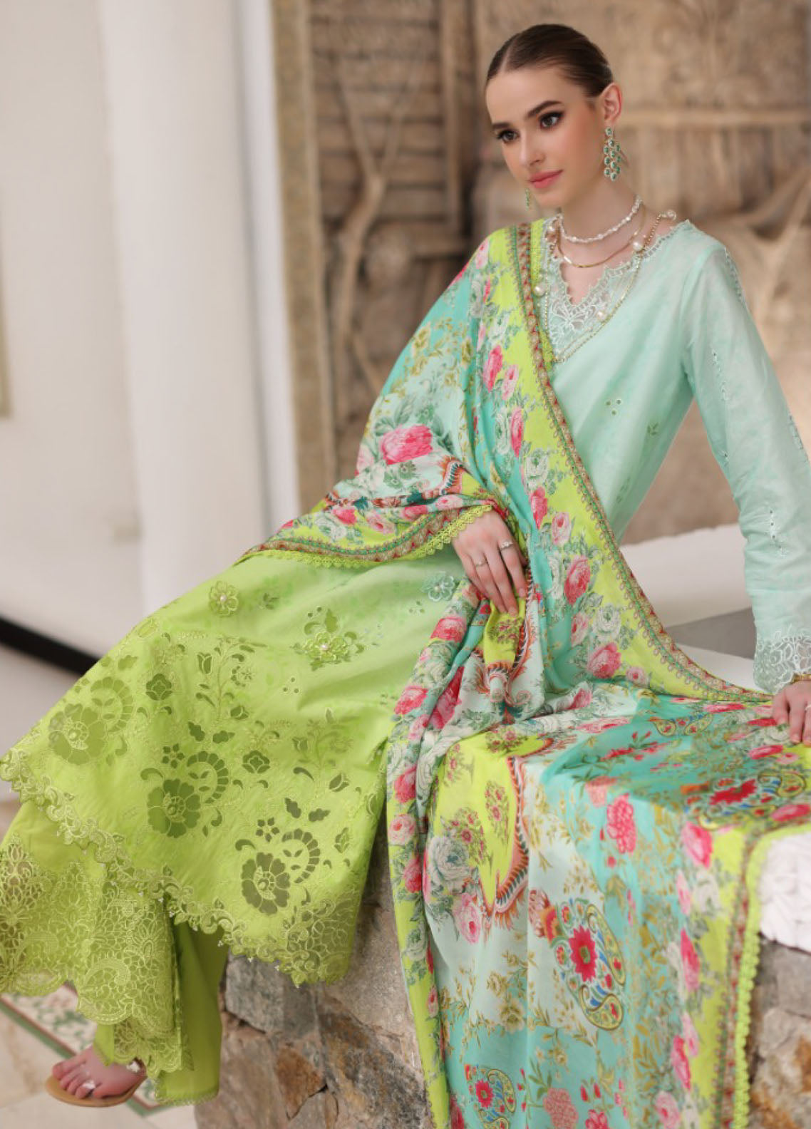 Noor By Saadia Asad Luxury Chikankari Lawn 3 Piece Unstitched Suit NBSA24LCL D-5A Noor By Saadia Asad Luxury Chikankari Lawn 3 Piece Unstitched Suit NBSA24LCL D-5A