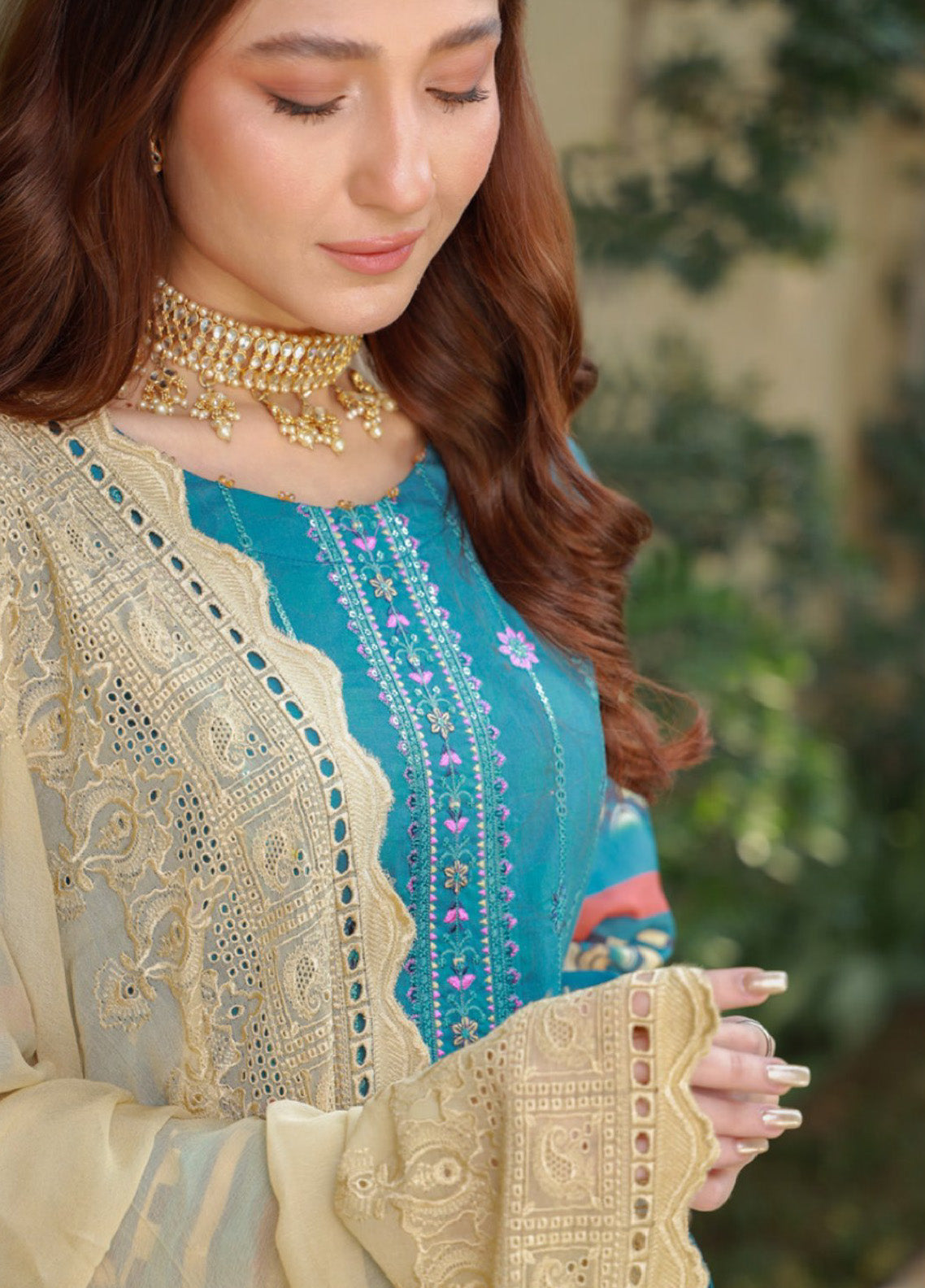 Oodhni By Schick Sequins Embroidered Digital Lawn 3 Piece Unstitched Suit S24OEDL-06 Oodhni By Schick Sequins Embroidered Digital Lawn 3 Piece Unstitched Suit S24OEDL-06