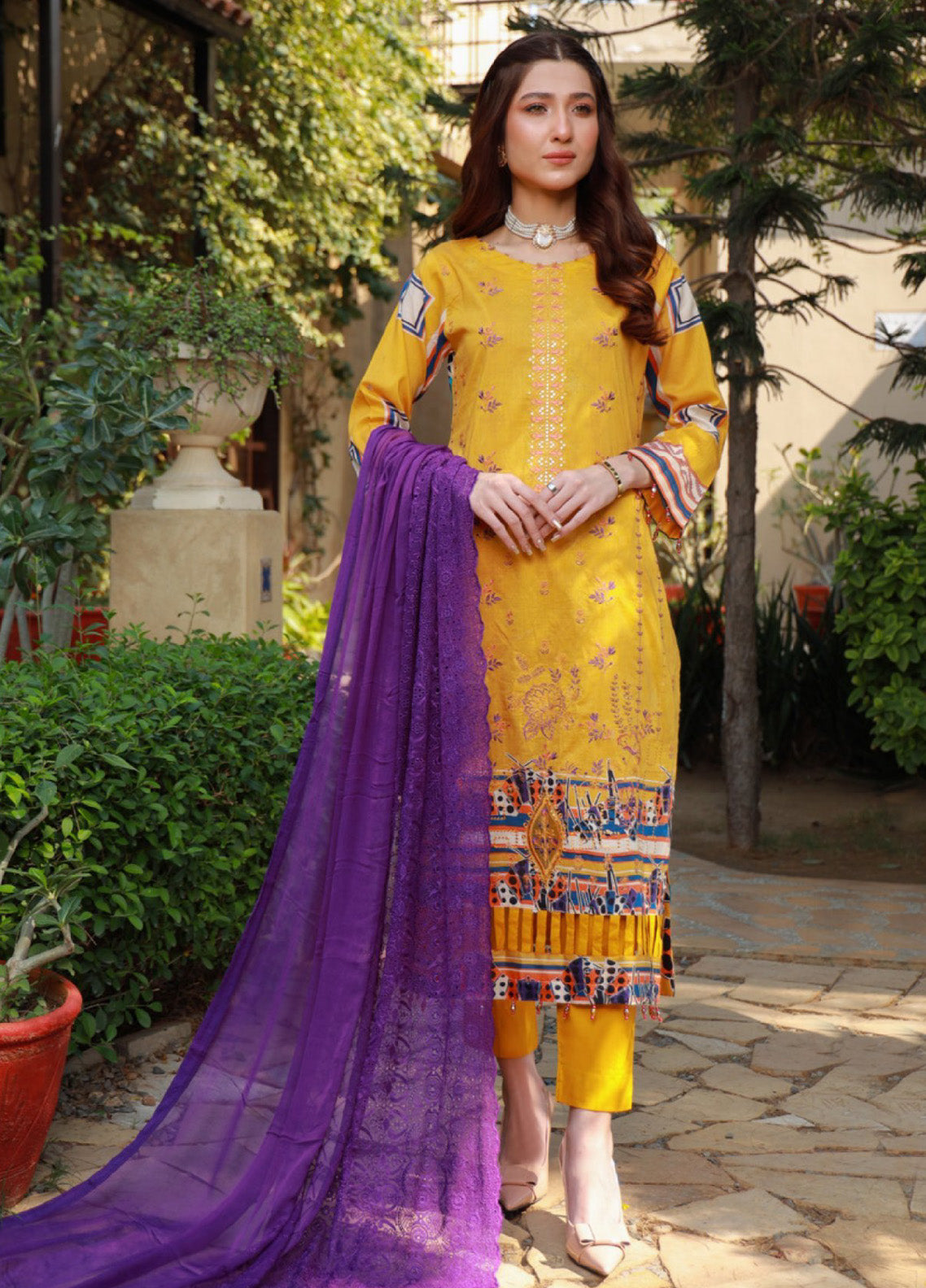 Oodhni By Schick Sequins Embroidered Digital Lawn 3 Piece Unstitched Suit S24OEDL-07 Oodhni By Schick Sequins Embroidered Digital Lawn 3 Piece Unstitched Suit S24OEDL-07