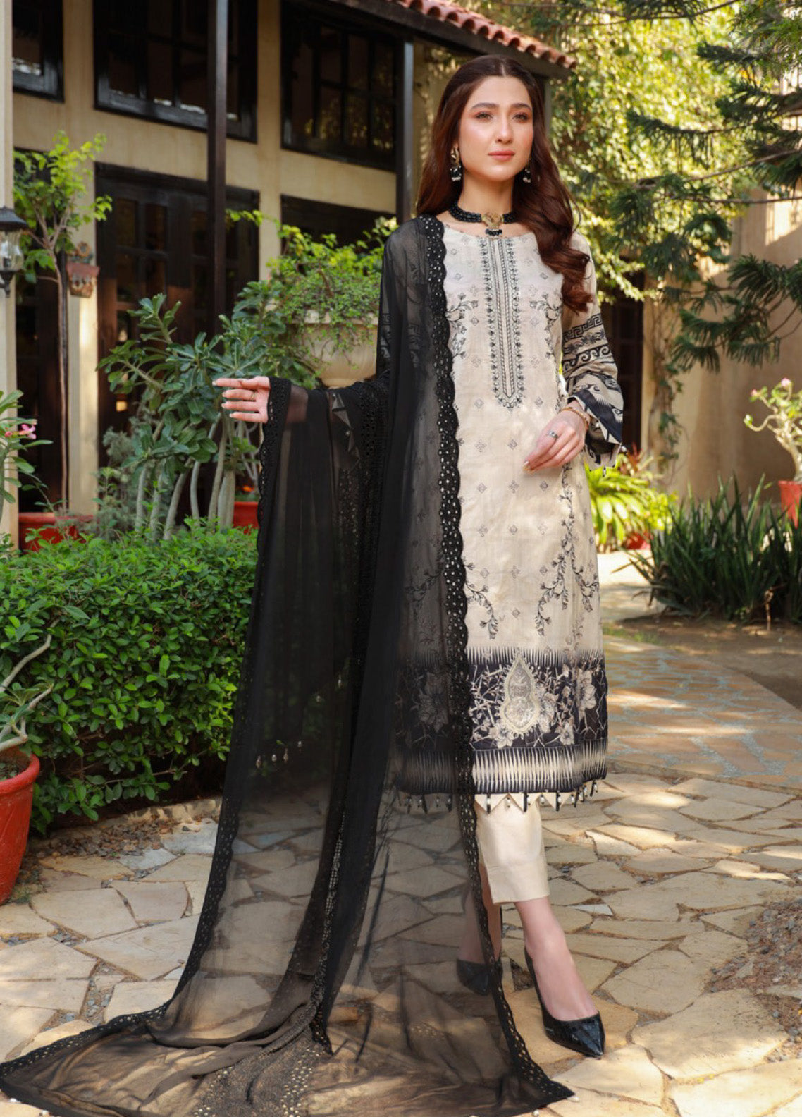 Oodhni By Schick Sequins Embroidered Digital Lawn 3 Piece Unstitched Suit S24OEDL-09 Oodhni By Schick Sequins Embroidered Digital Lawn 3 Piece Unstitched Suit S24OEDL-09