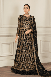 Mehroze By Zarif Embroidered Chiffon Unstitched 3 Piece Suit - ZMF 05 BLACK RUBY