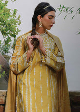 Qline By Qalamkar Embroidered Linen Unstitched 3 Piece Suit - 07