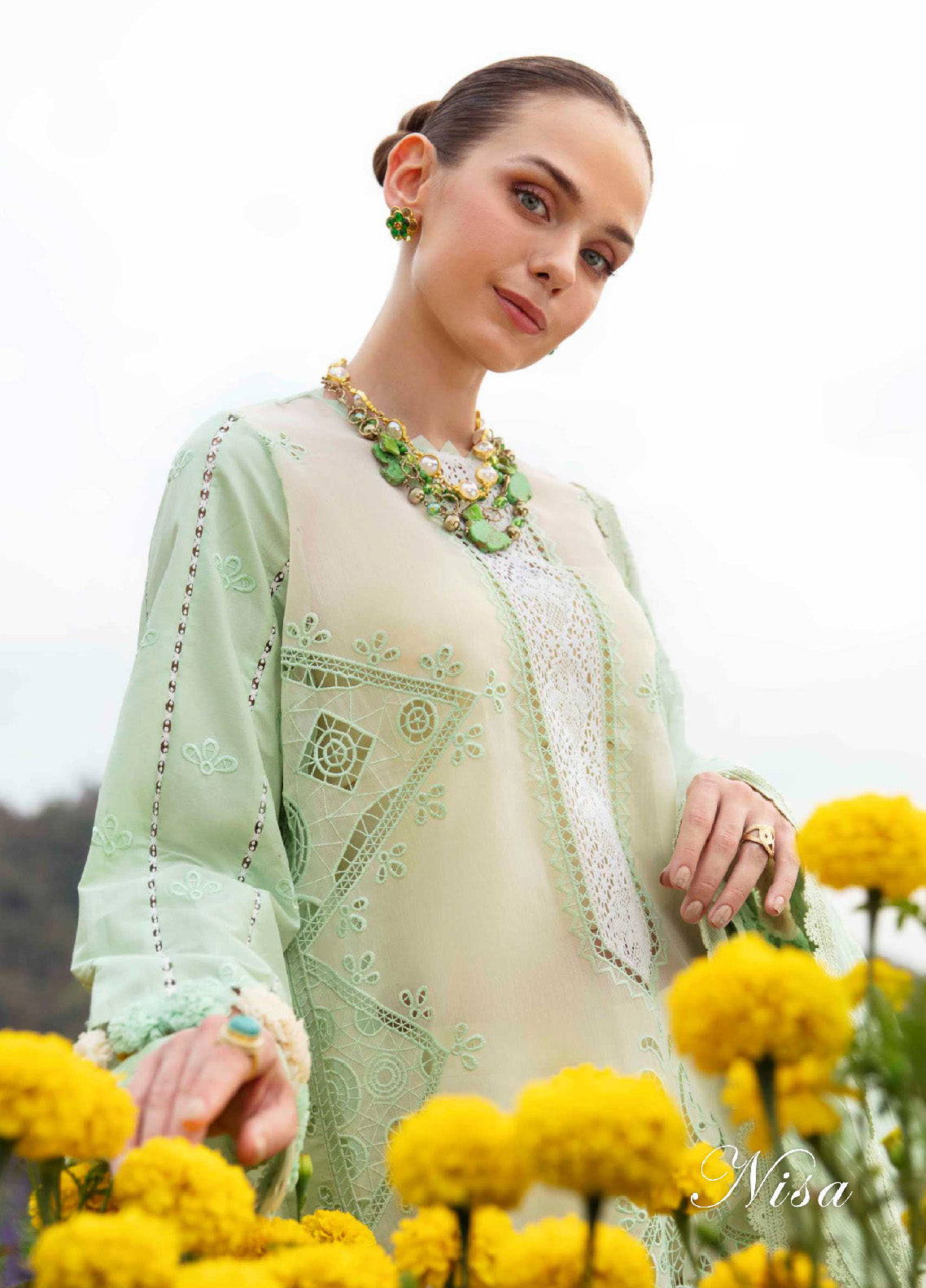 Sable Vogue Luxury Embroidered Swiss Lawn 3 Piece Unstitched Suit SV24LL-04 NISA Sable Vogue Luxury Embroidered Swiss Lawn 3 Piece Unstitched Suit SV24LL-04 NISA