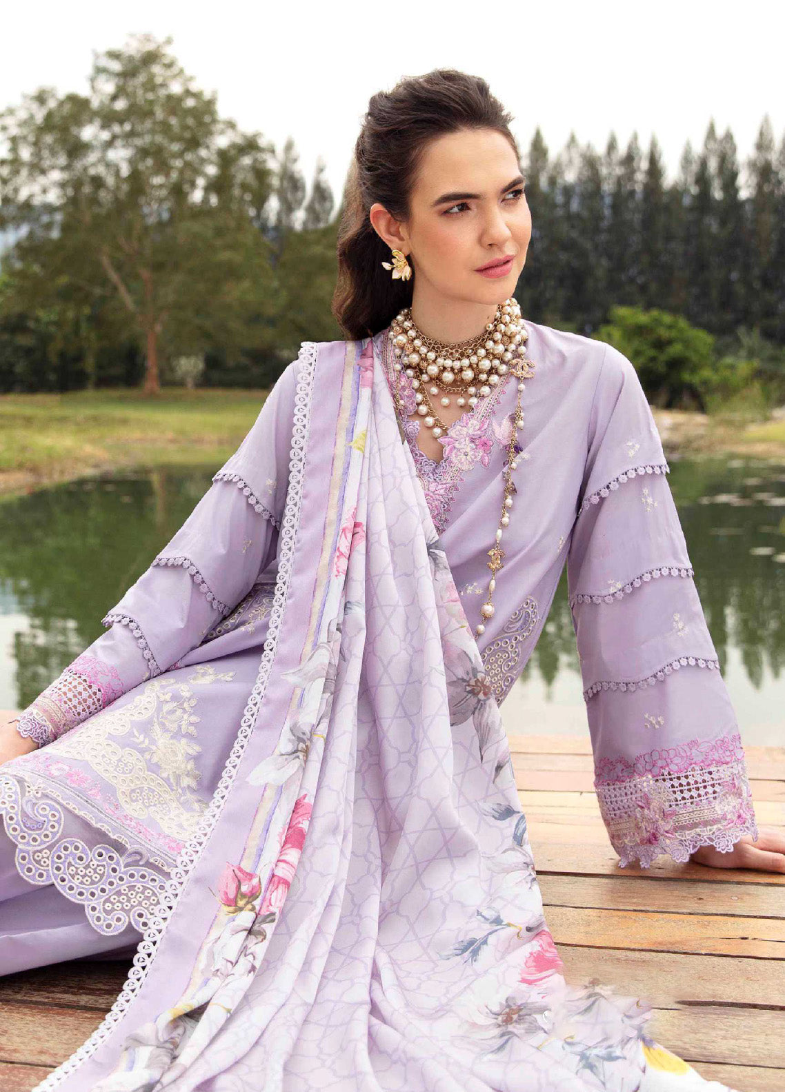 Sable Vogue Luxury Embroidered Lawn 3 Piece Unstitched Suit SV24LL-10 ASTER Sable Vogue Luxury Embroidered Lawn 3 Piece Unstitched Suit SV24LL-10 ASTER