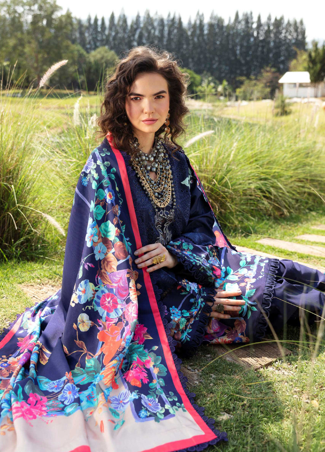 Sable Vogue Luxury Embroidered Lawn 3 Piece Unstitched Suit SV24LL-13 BLOSSOM Sable Vogue Luxury Embroidered Lawn 3 Piece Unstitched Suit SV24LL-13 BLOSSOM