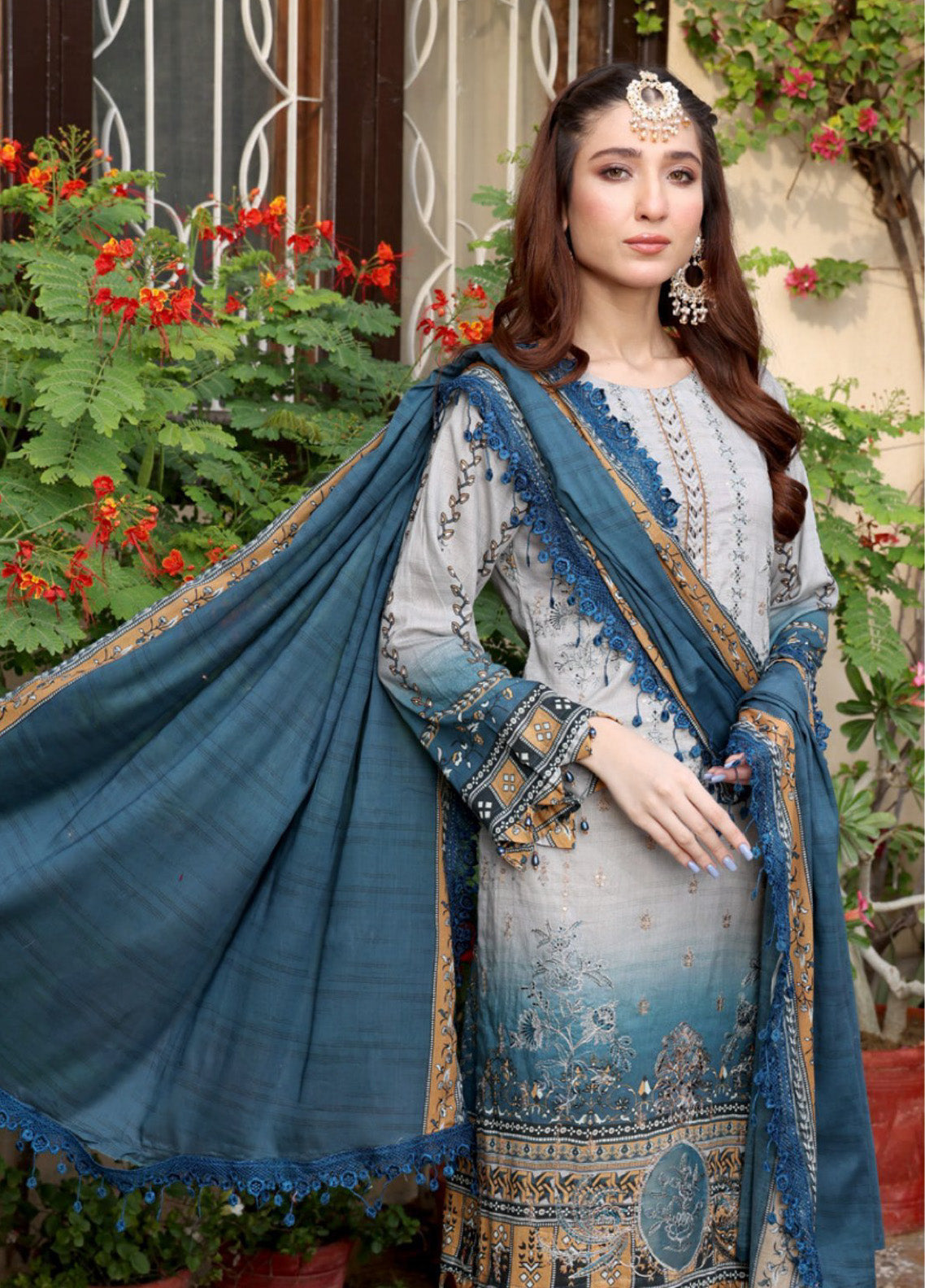 Satrangi By Schick Sequins Embroidered Digital Lawn 3 Piece Unstitched Suit S24SEDL-07 Satrangi By Schick Sequins Embroidered Digital Lawn 3 Piece Unstitched Suit S24SEDL-07