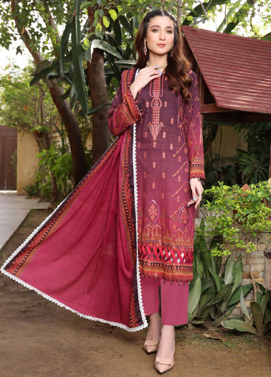 Satrangi By Schick Sequins Embroidered Digital Lawn 3 Piece Unstitched Suit S24SEDL-08 Satrangi By Schick Sequins Embroidered Digital Lawn 3 Piece Unstitched Suit S24SEDL-08