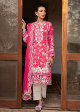 Zaha By Khadija Shah Embroidered Lawn 3 Piece Unstitched Suit ZH24EL D-12A