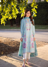 Zaha By Khadija Shah Embroidered Lawn 3 Piece Unstitched Suit ZH24EL D-14B