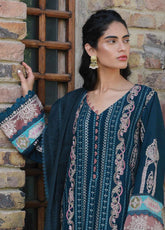 Qline By Qalamkar Embroidered Linen Unstitched 3 Piece Suit - 02