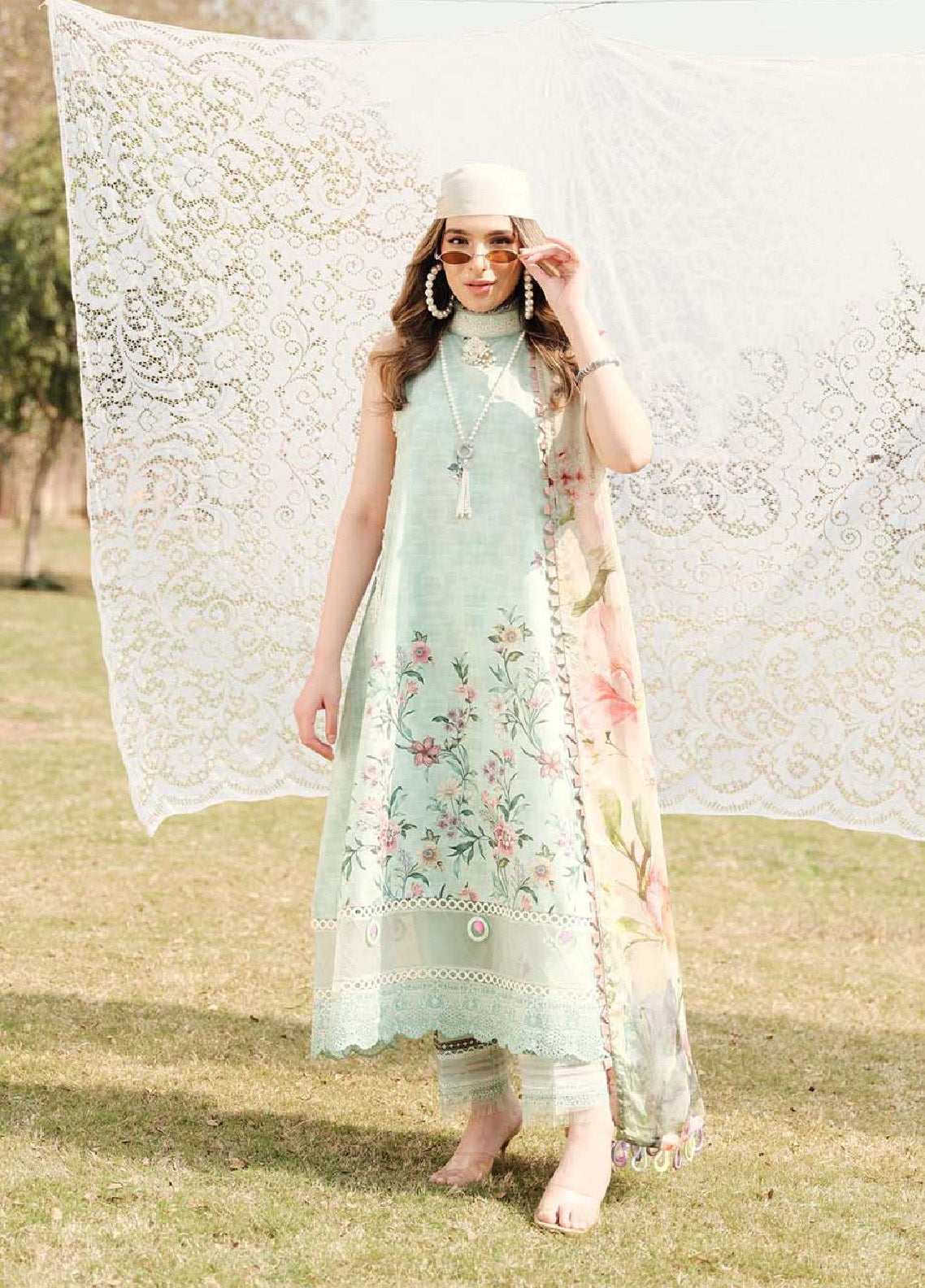 Zarqash Embroidered Luxe Lawn 3 Piece Unstitched Suit ZQ24LL 08 Zarqash Embroidered Luxe Lawn 3 Piece Unstitched Suit ZQ24LL 08
