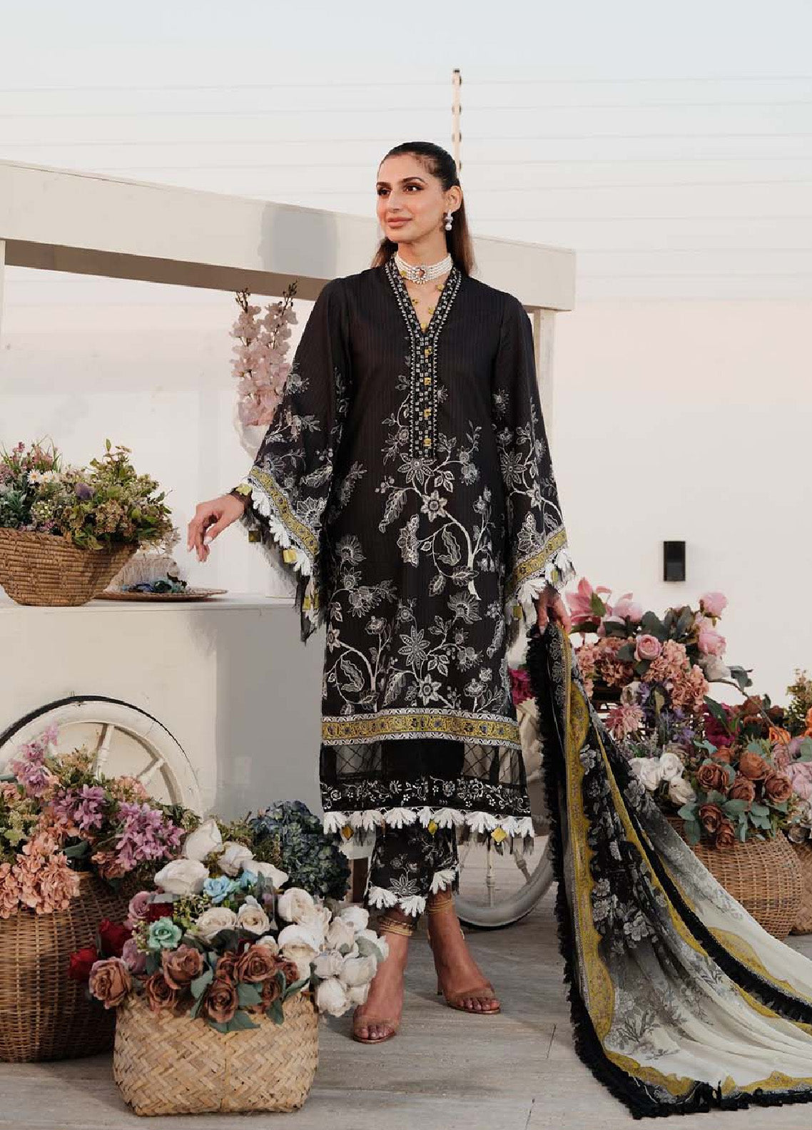 Zarqash Embroidered Luxe Lawn 3 Piece Unstitched Suit ZQ24LL 14 Zarqash Embroidered Luxe Lawn 3 Piece Unstitched Suit ZQ24LL 14